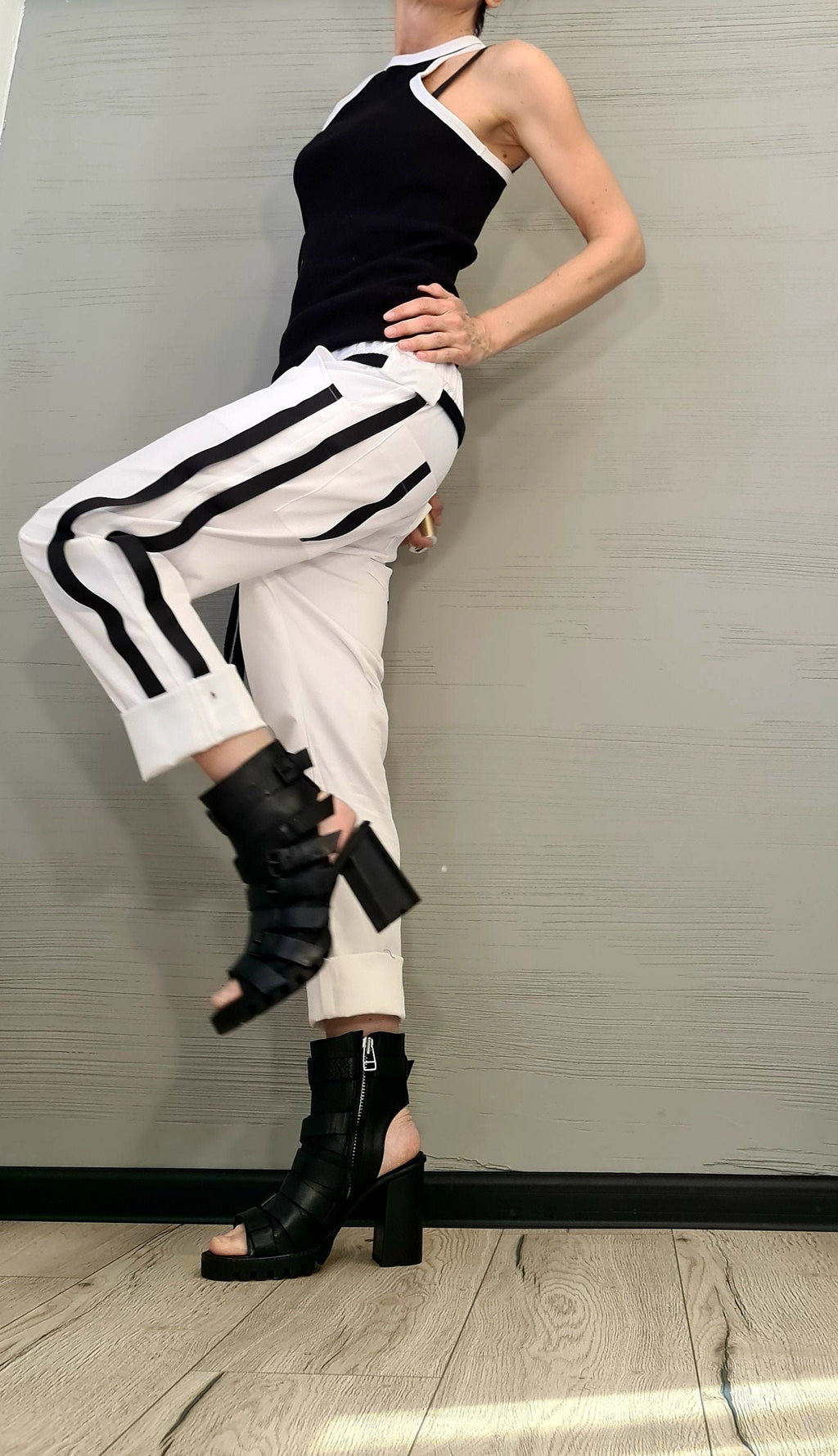 New collection Extravagant Women Harem Pants, Women Loose Trousers, Avant Garde Trousers, White Loose Pants, Gothic Pants, Punk Pants