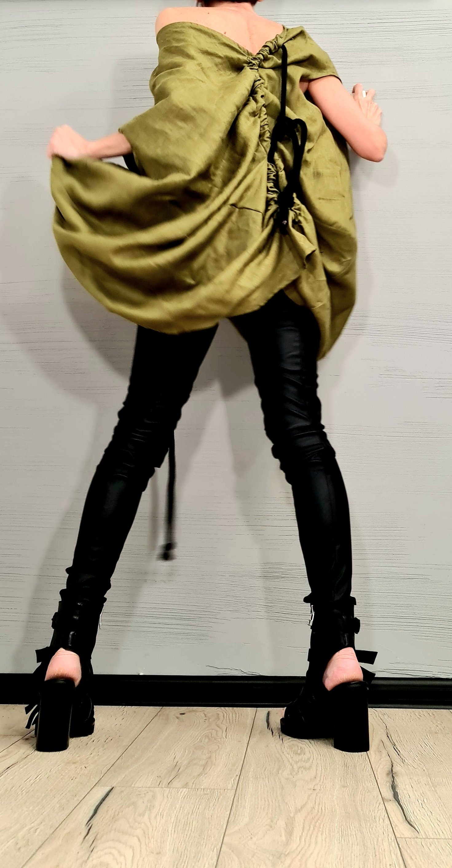 New collection Deconstructed Top, Linen Asymmetric Shirts, Avant Garde Tunic, Loose Long Short Tunic, Linen Asymmetric Tunic