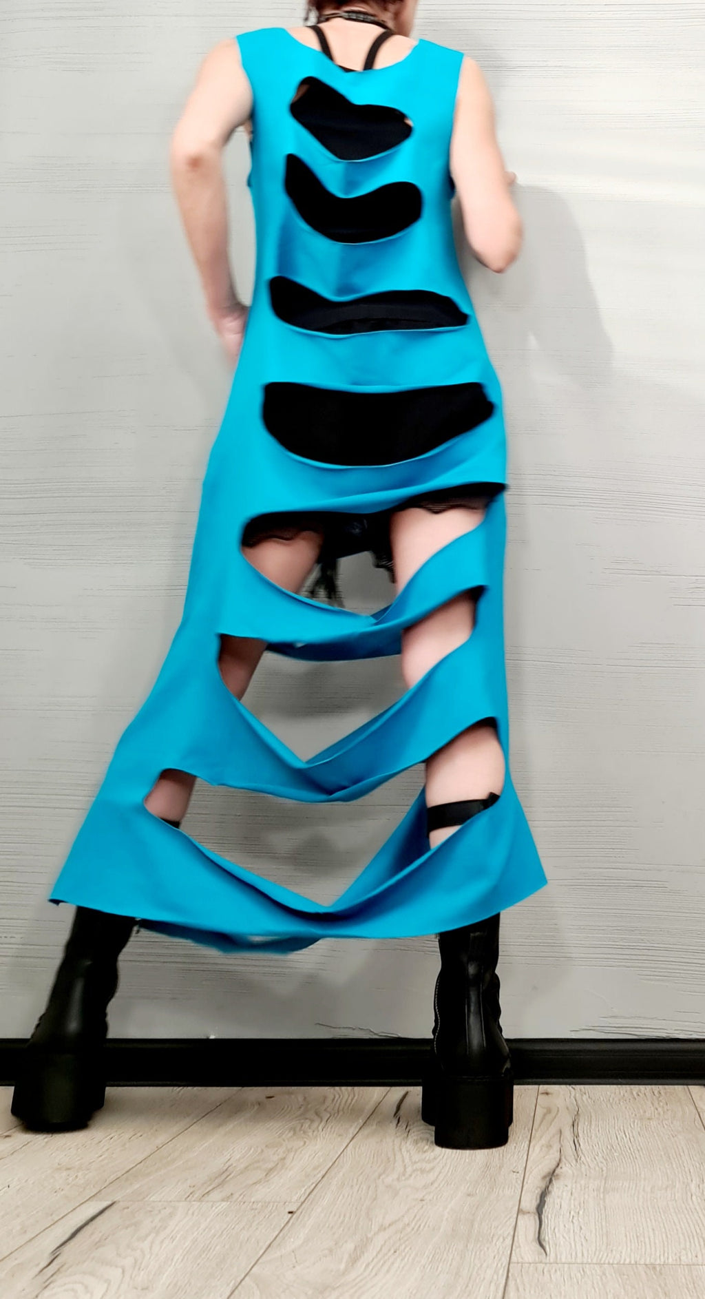 Asymmetric Blue Top, Extravagant Top, Futuristic Clothing, Deconstructed Top