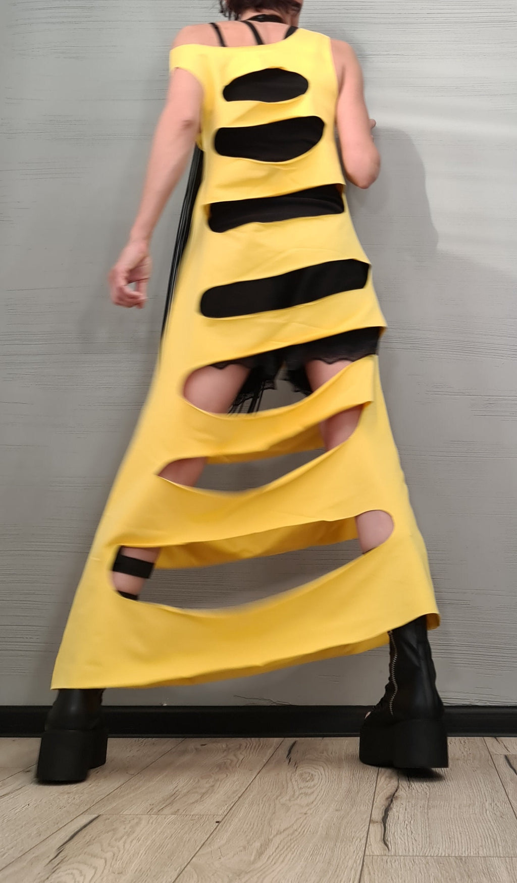 Asymmetric Yellow Top, Extravagant Top, Futuristic Clothing, Deconstructed Top