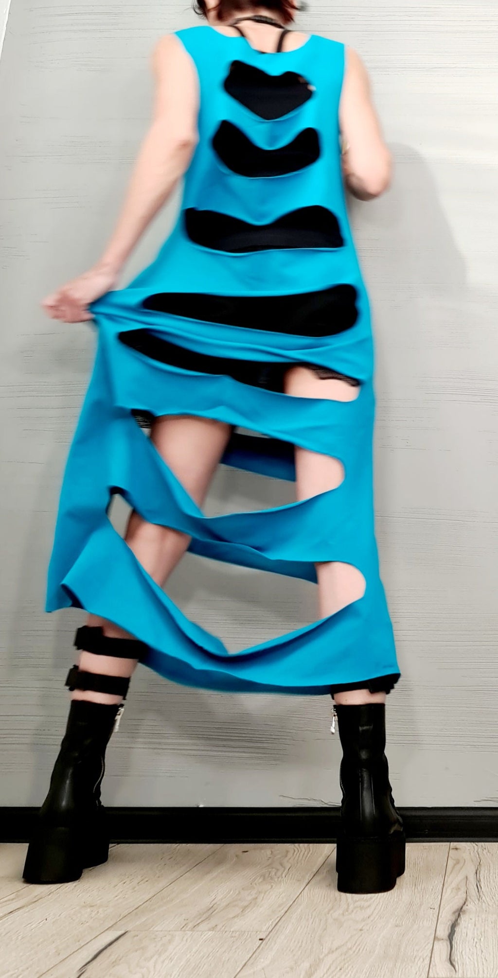 Asymmetric Blue Top, Extravagant Top, Futuristic Clothing, Deconstructed Top