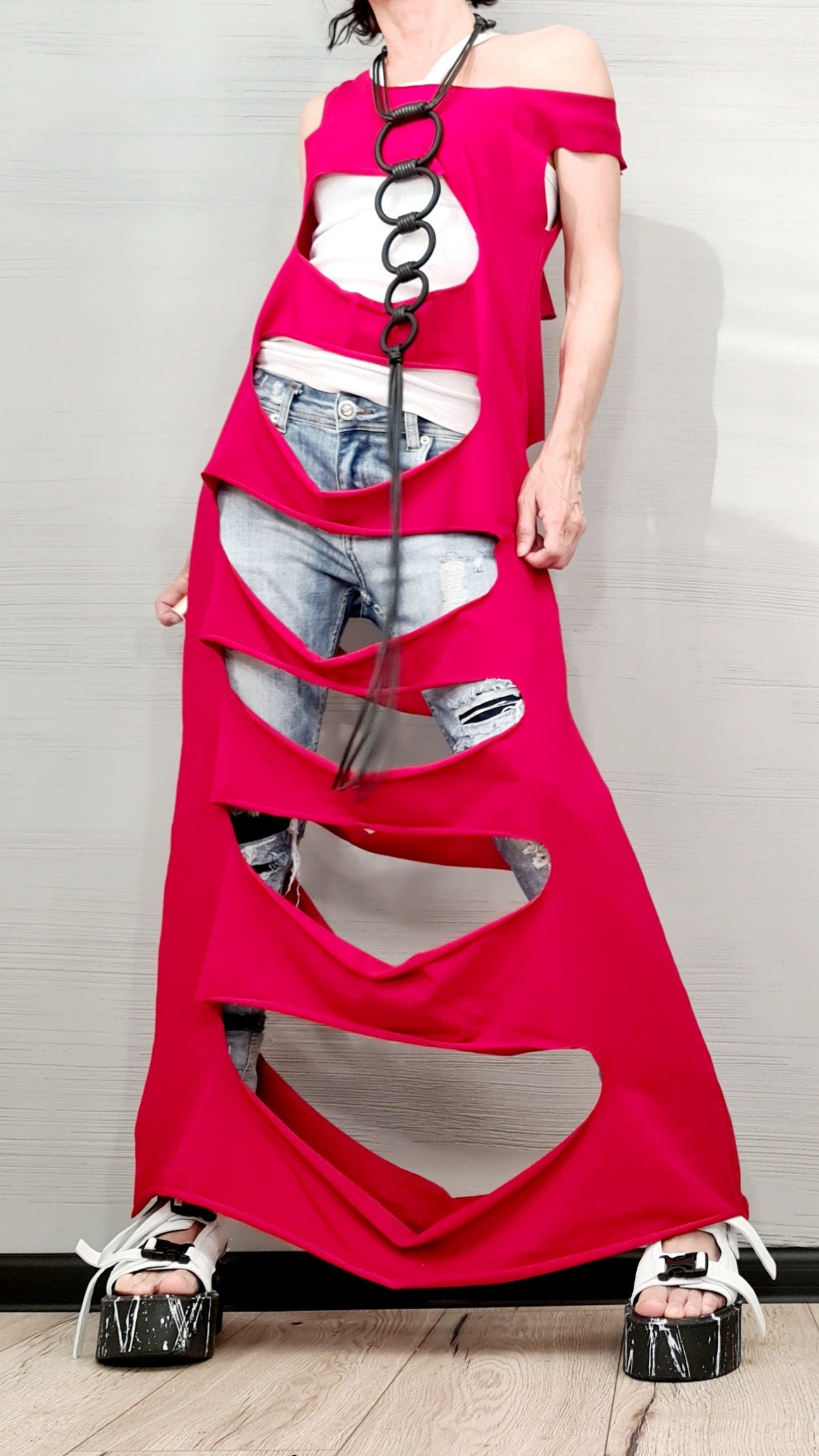 Geometric Necklace, Extravagant Long Necklace, Avant Garde Gothic Necklace, HandMade, Gothic Necklace,Extravagant, New collection