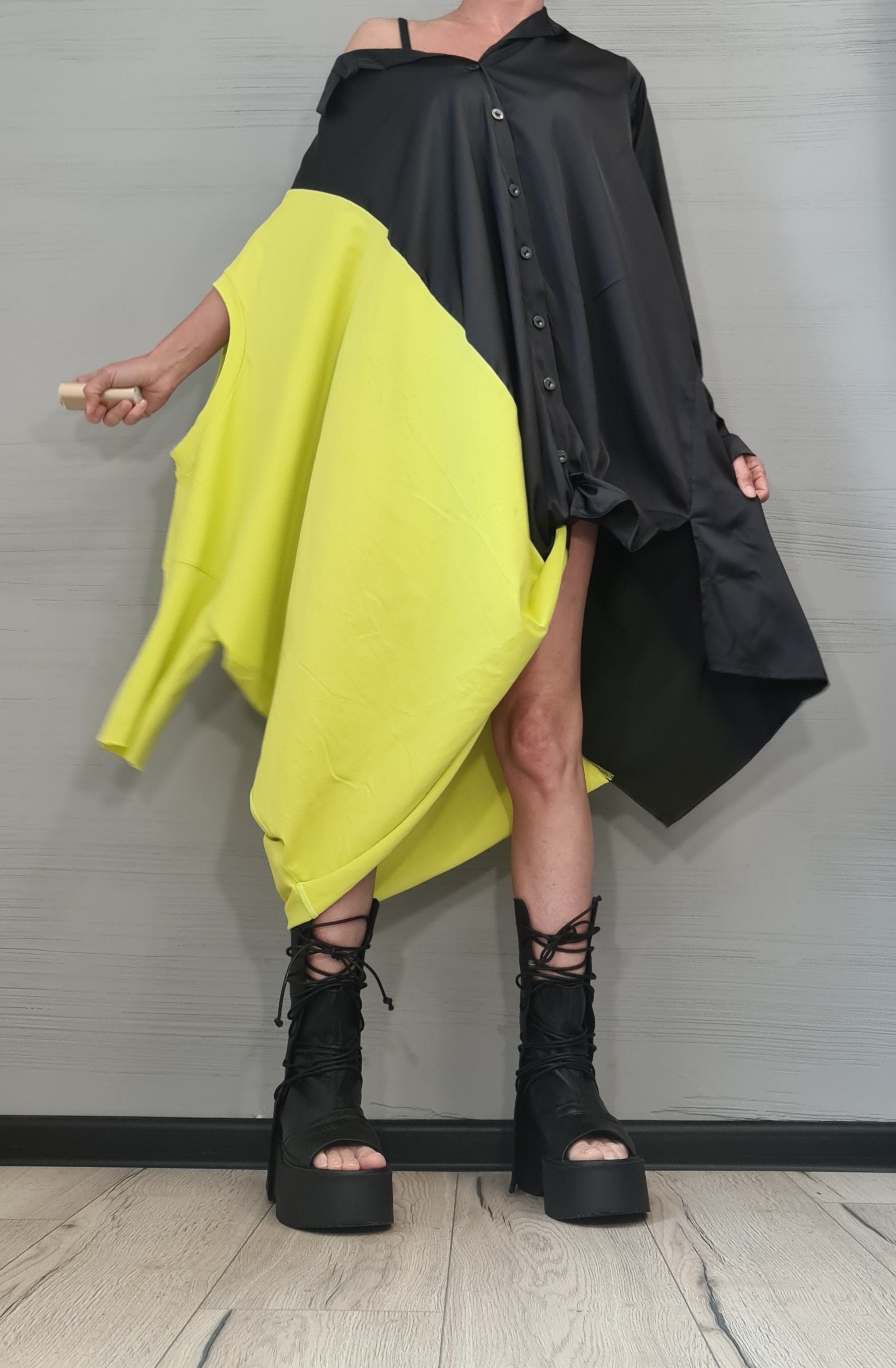 New collection Extravagant Blouse Shirt Dress, Asymmetrical Shirt Blouse, Oversize Gothic Long Tunic, Deconstructed Shirt, DRESSSHOESCODE