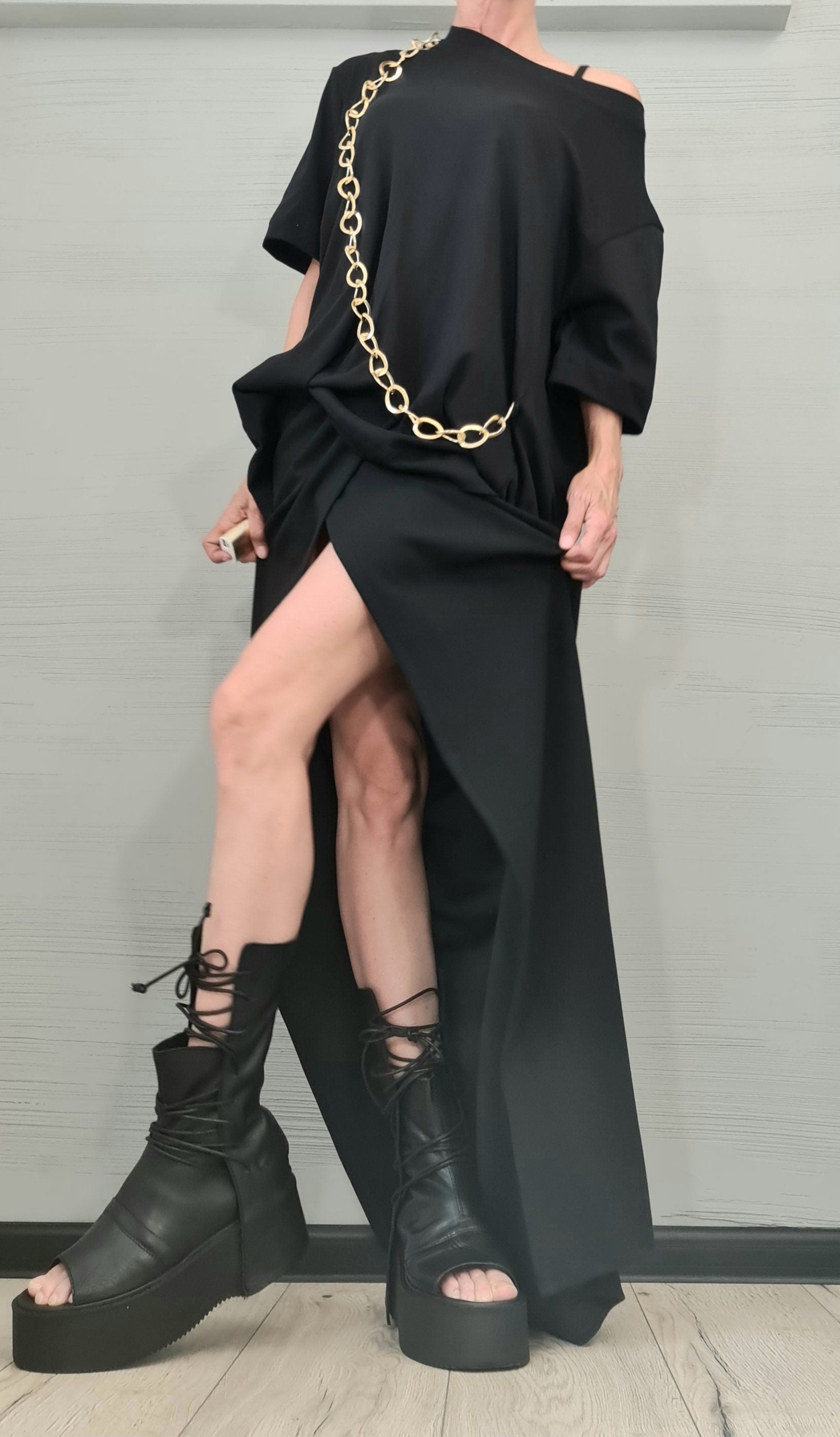 New collection Asymmetrical tunic, Avant Garde Blouse, Loose Tunic, Deconstructed Top, Extravagant tunic, Open back, Sexy Back blouse