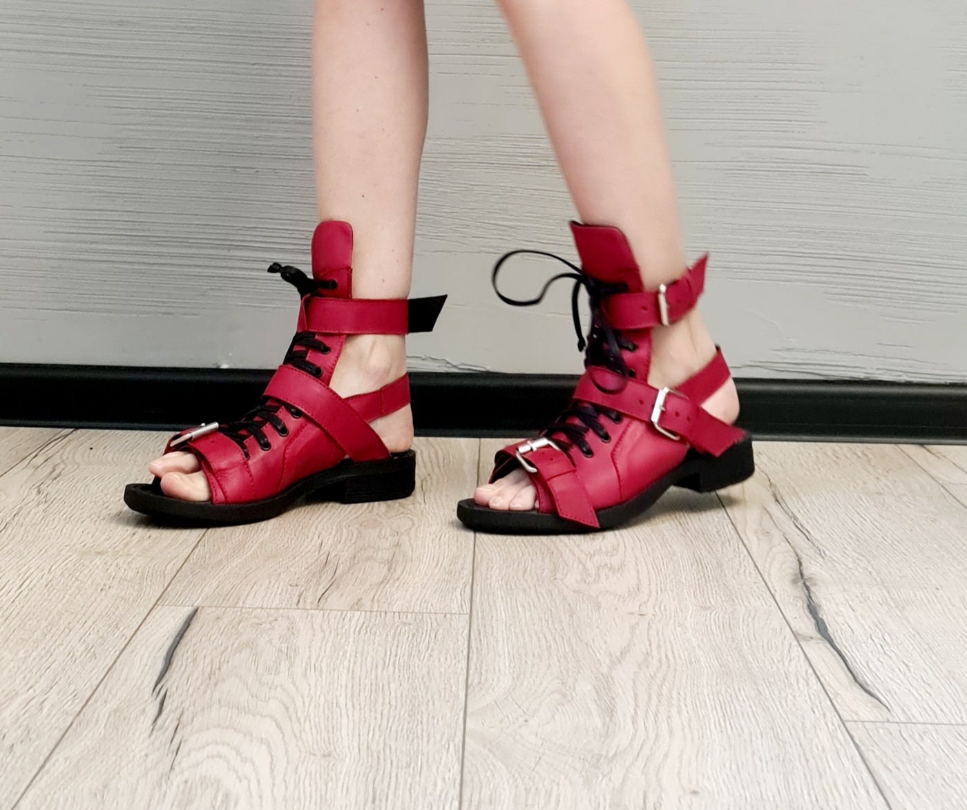 New collection Gladiator Leather Sandals, Gothic Sandals, Strappy Shoes, Grunge Shoes, Extravagant Sandals, Grunge Sandals, Handmade Shoes