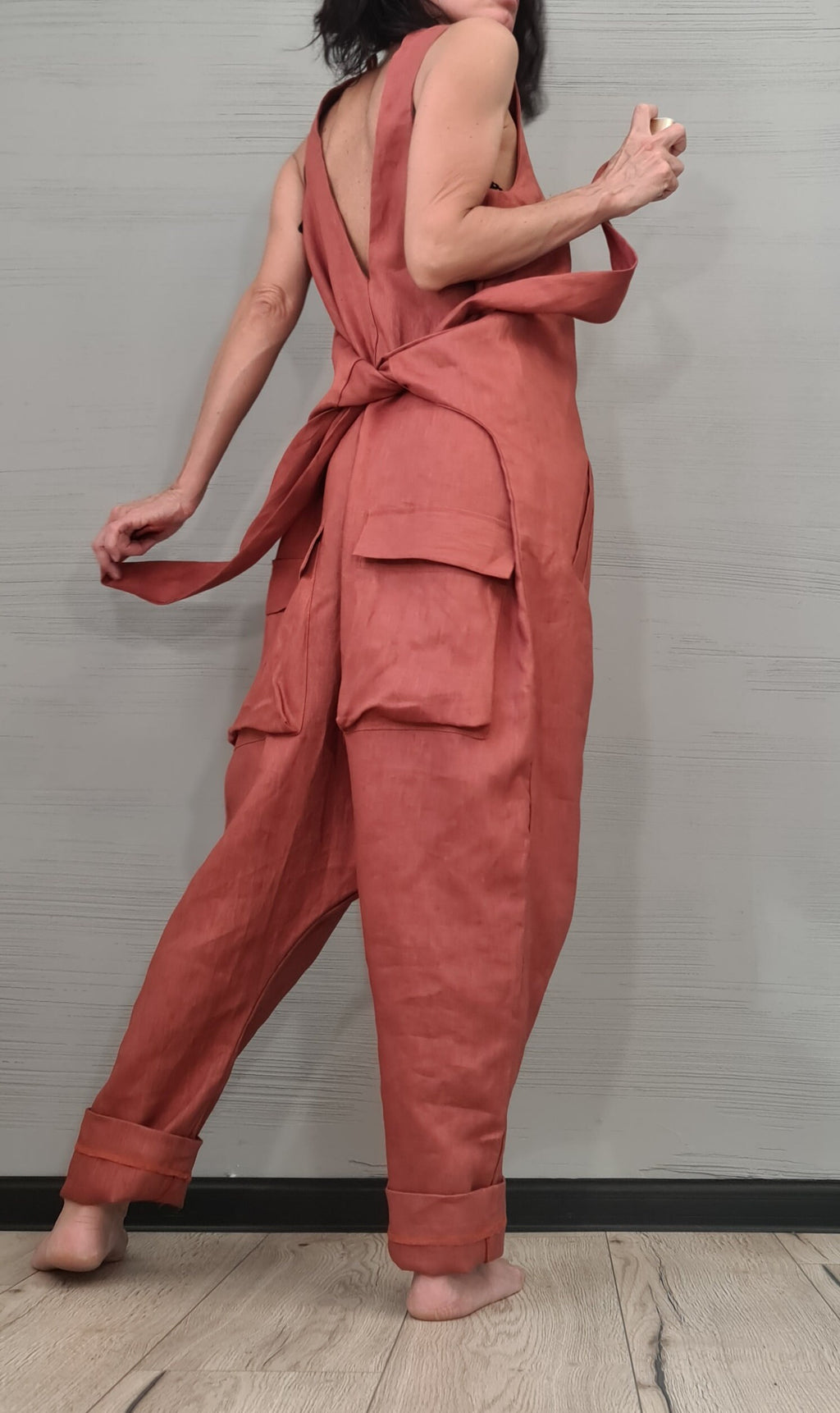 New collection Lenin Asymmetric long Jumpsuit, Harem Jumpsuit, Extravagant Wide Leg Overall, Sleeveless Loose  Jumpsuit Extravagant