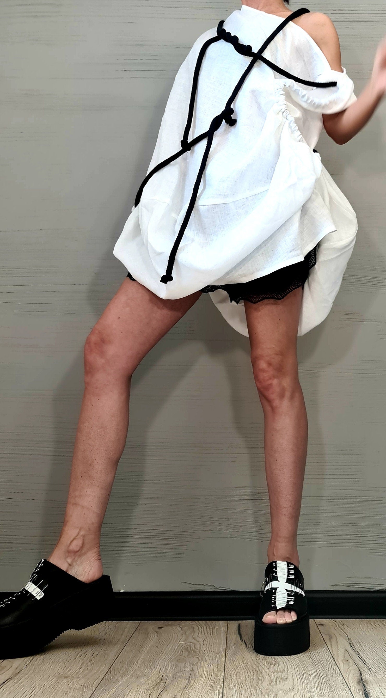 New collection Deconstructed Top, Linen Asymmetric Shirts, Avant Garde Tunic, Loose Long Short Tunic, Linen Asymmetric Tunic