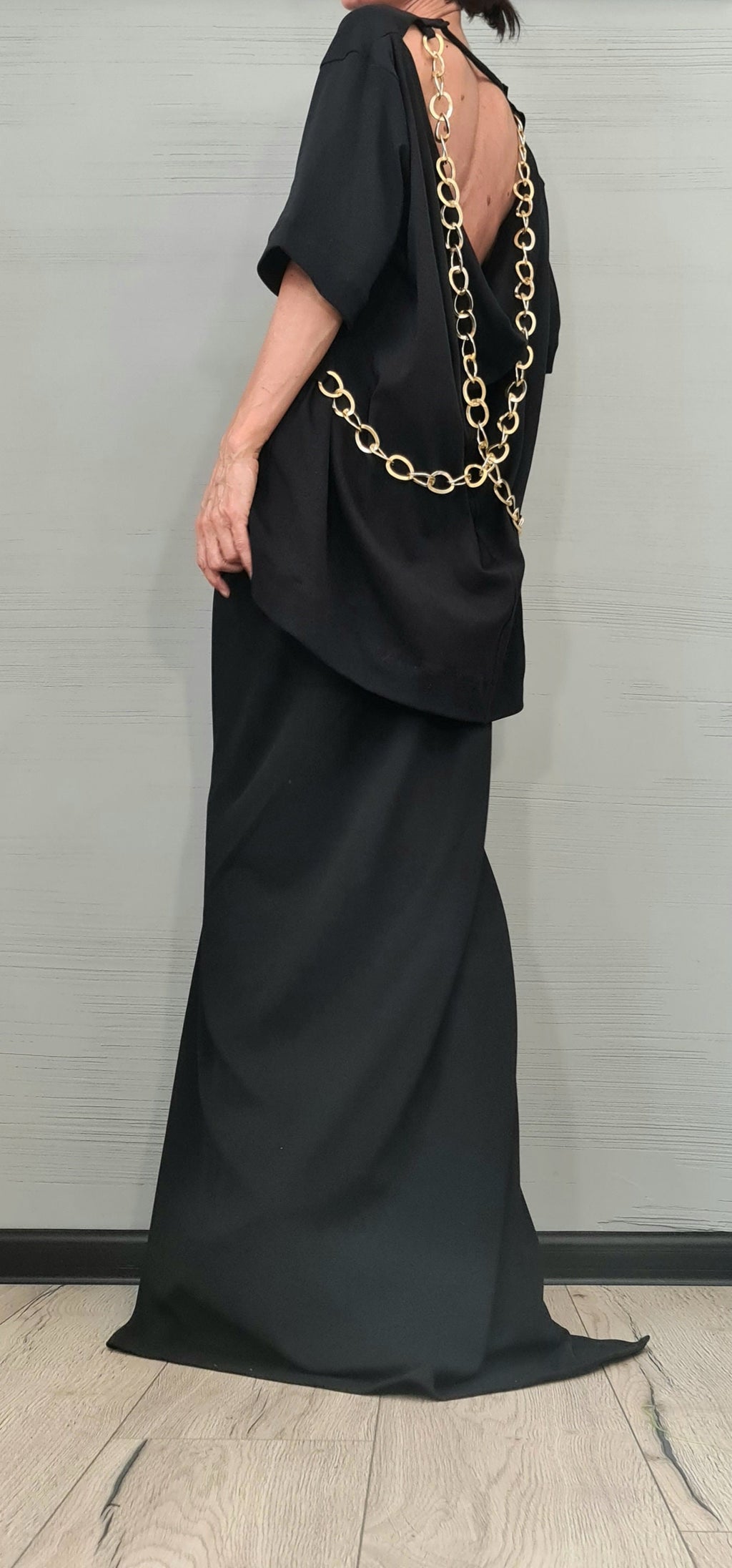 New collection Asymmetrical tunic, Avant Garde Blouse, Loose Tunic, Deconstructed Top, Extravagant tunic, Open back, Sexy Back blouse