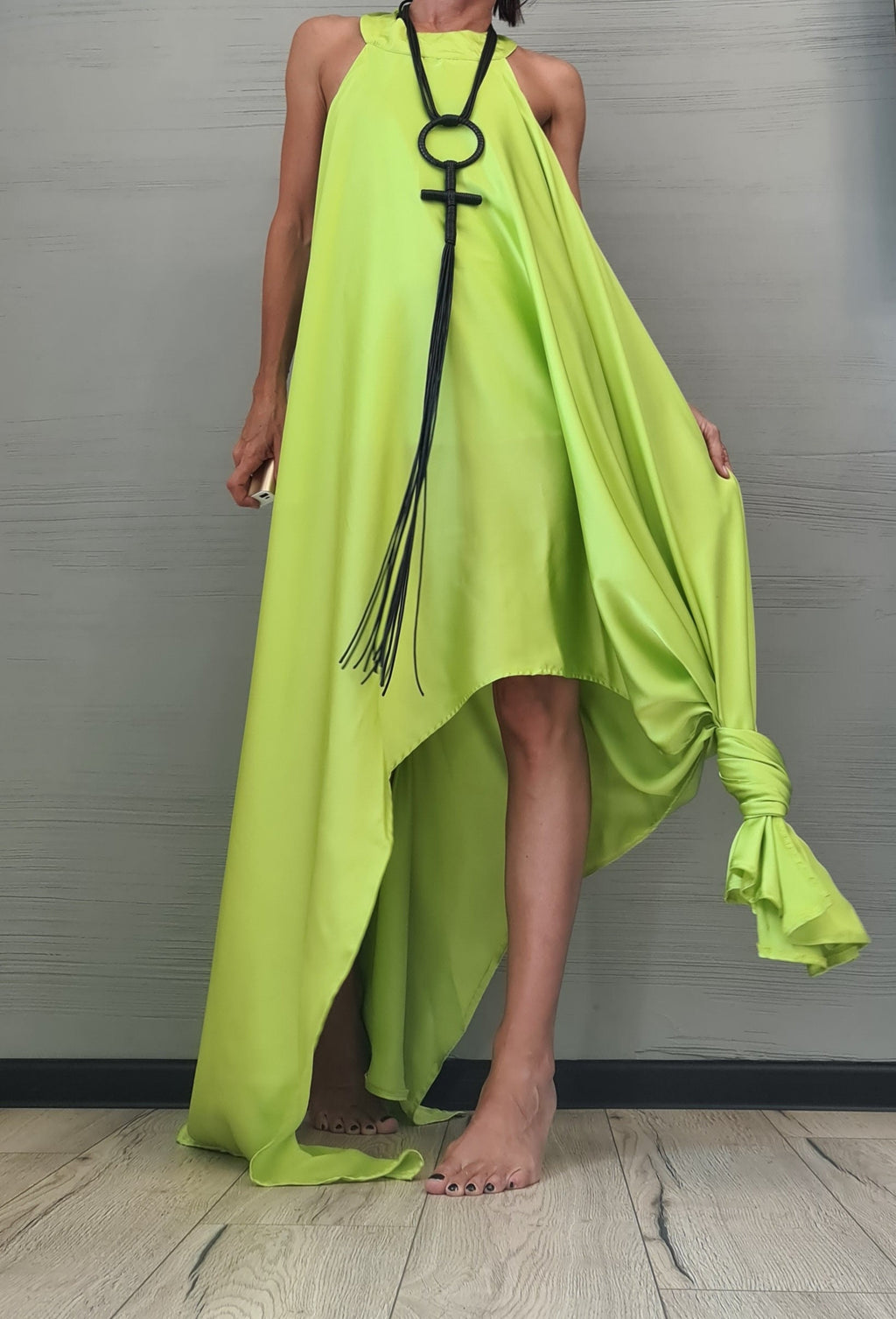 Asymmetric Dress, Extravagant Dress, Satin Dress, Sleeveless Dress, Long Short Dress, Party Dress, Gothic Dress, Wedding Dress