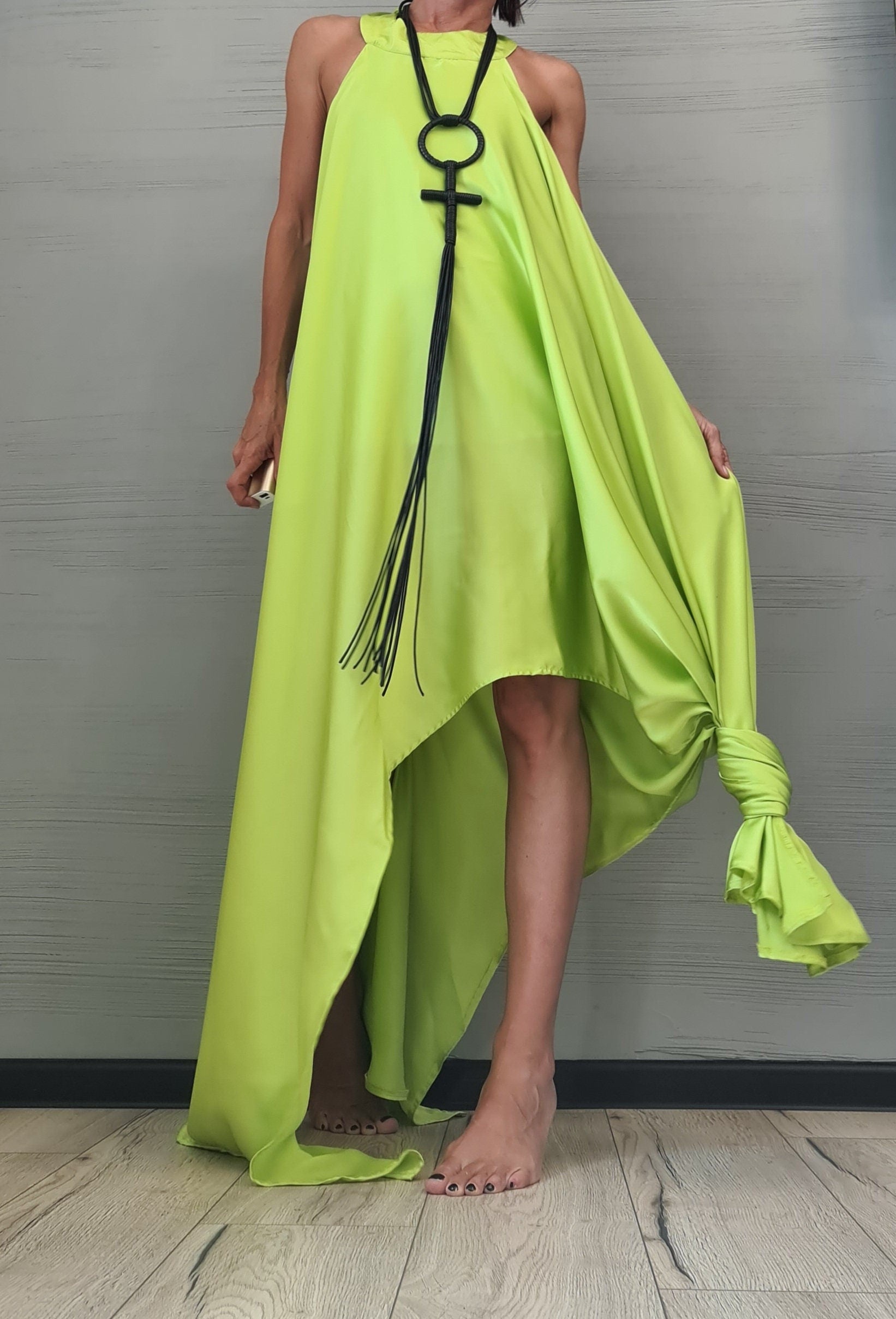 Asymmetric Dress, Extravagant Dress, Satin Dress, Sleeveless Dress, Long Short Dress, Party Dress, Gothic Dress, Wedding Dress