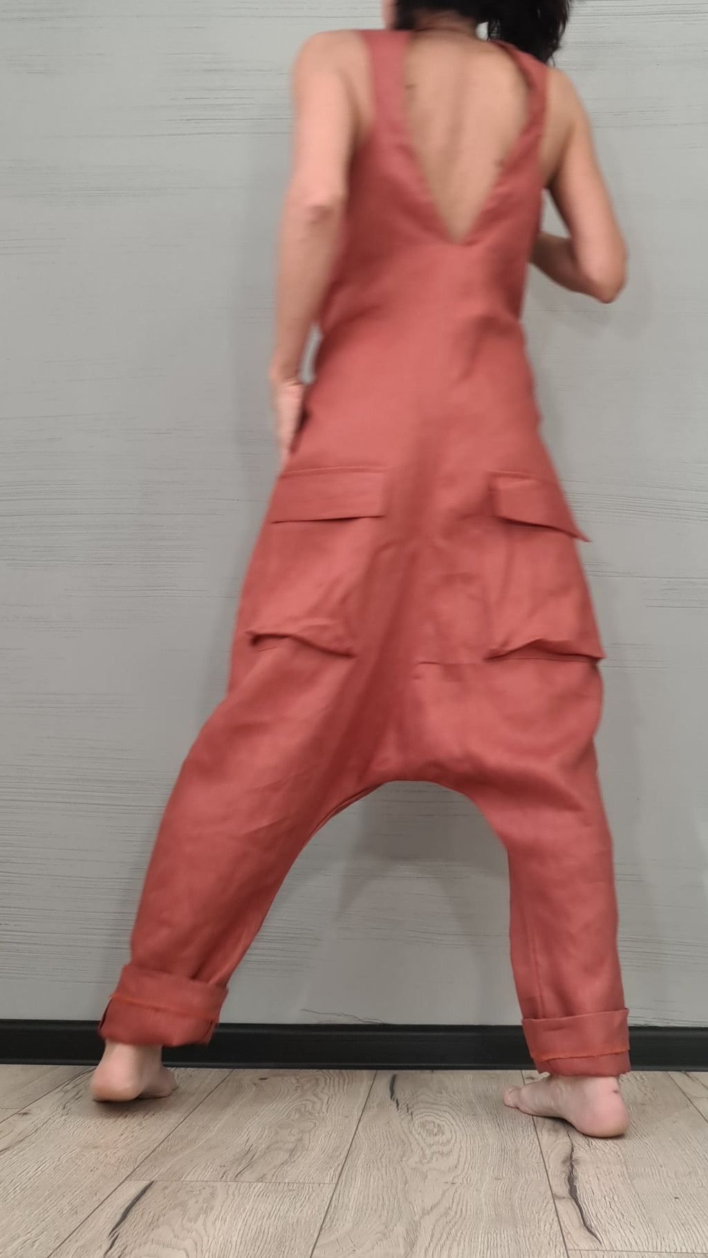 New collection Lenin Asymmetric long Jumpsuit, Harem Jumpsuit, Extravagant Wide Leg Overall, Sleeveless Loose  Jumpsuit Extravagant