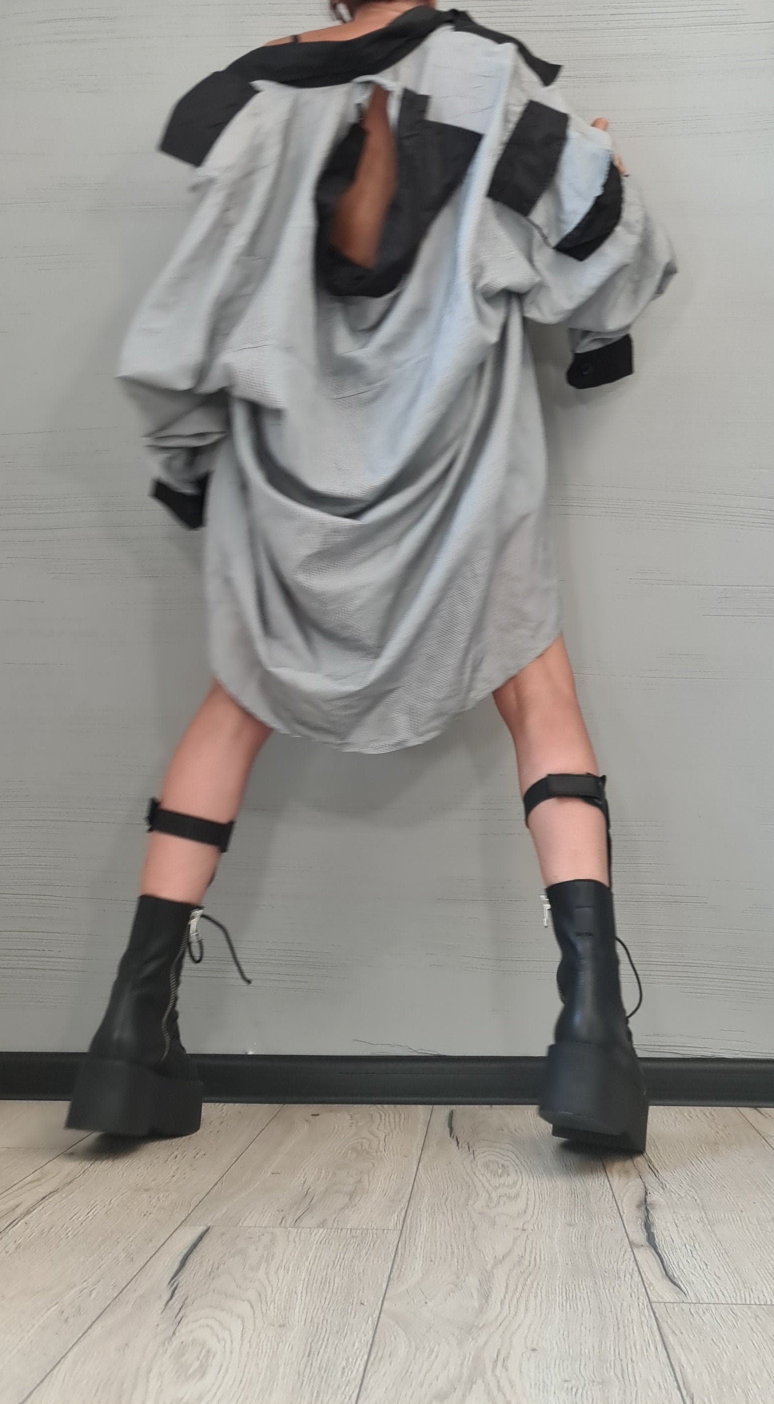 Deconstructed Shirt, Asymmetric Shirt, Long Short Shirt, Avant Garde , Loose Tunic Shirt,Extravagant Shirt, Open Back Shirt