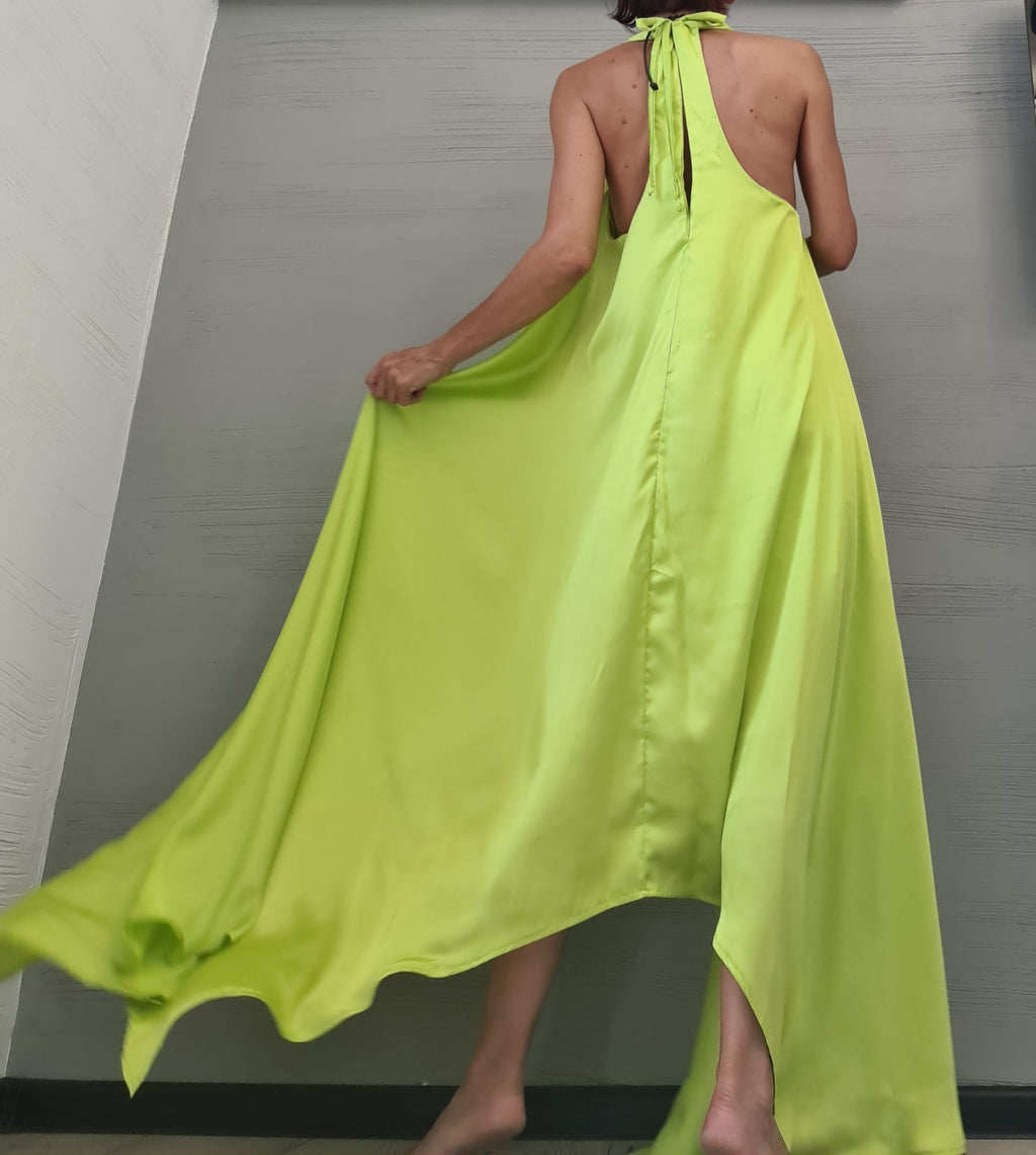 Asymmetric Dress, Extravagant Dress, Satin Dress, Sleeveless Dress, Long Short Dress, Party Dress, Gothic Dress, Wedding Dress