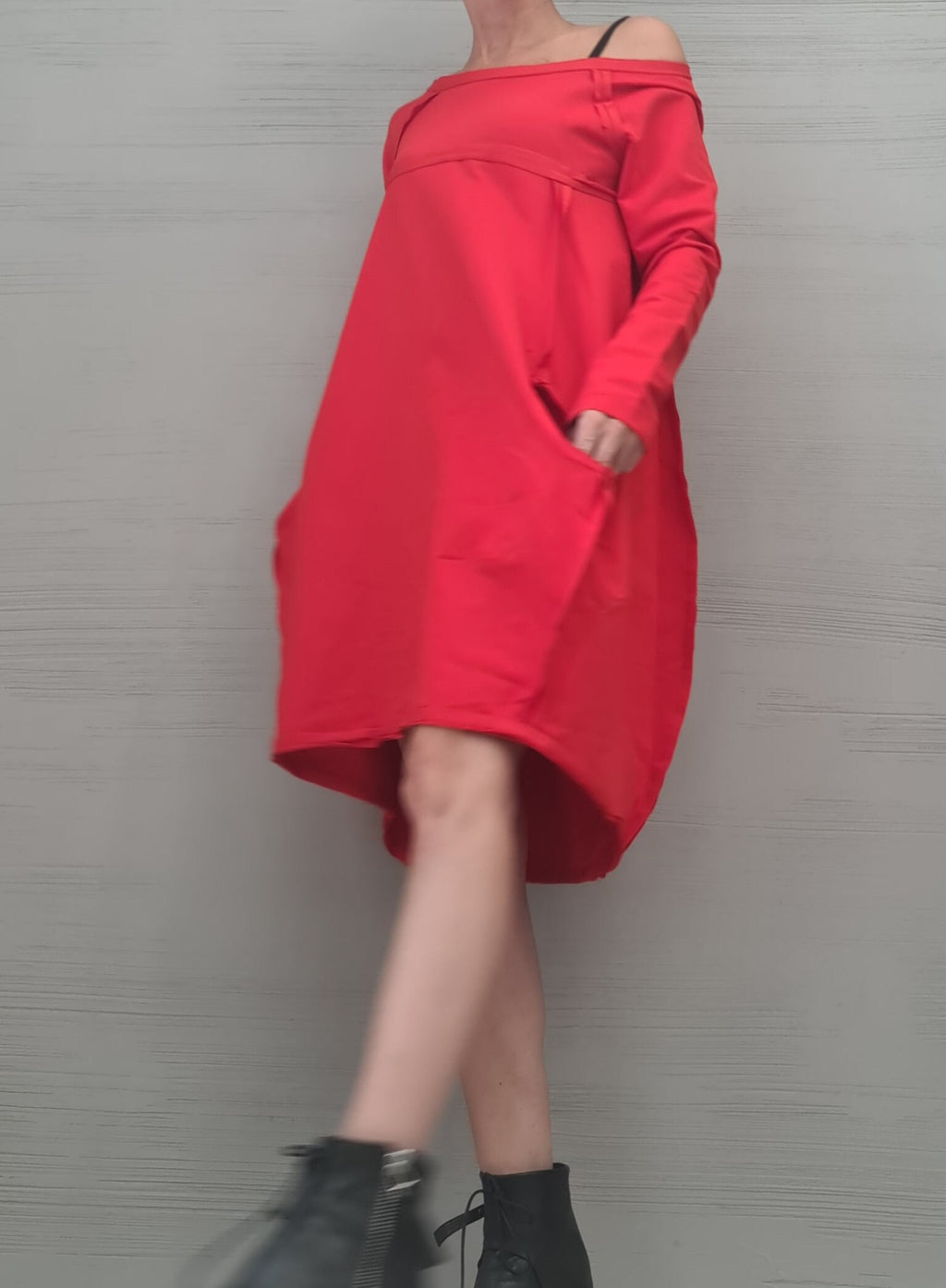 MILITARY Extravagant Dress, Tunic Dress, Plus Size Clothing, Blouson Dress, Asymmetric Dress, Long Sleeve Dress