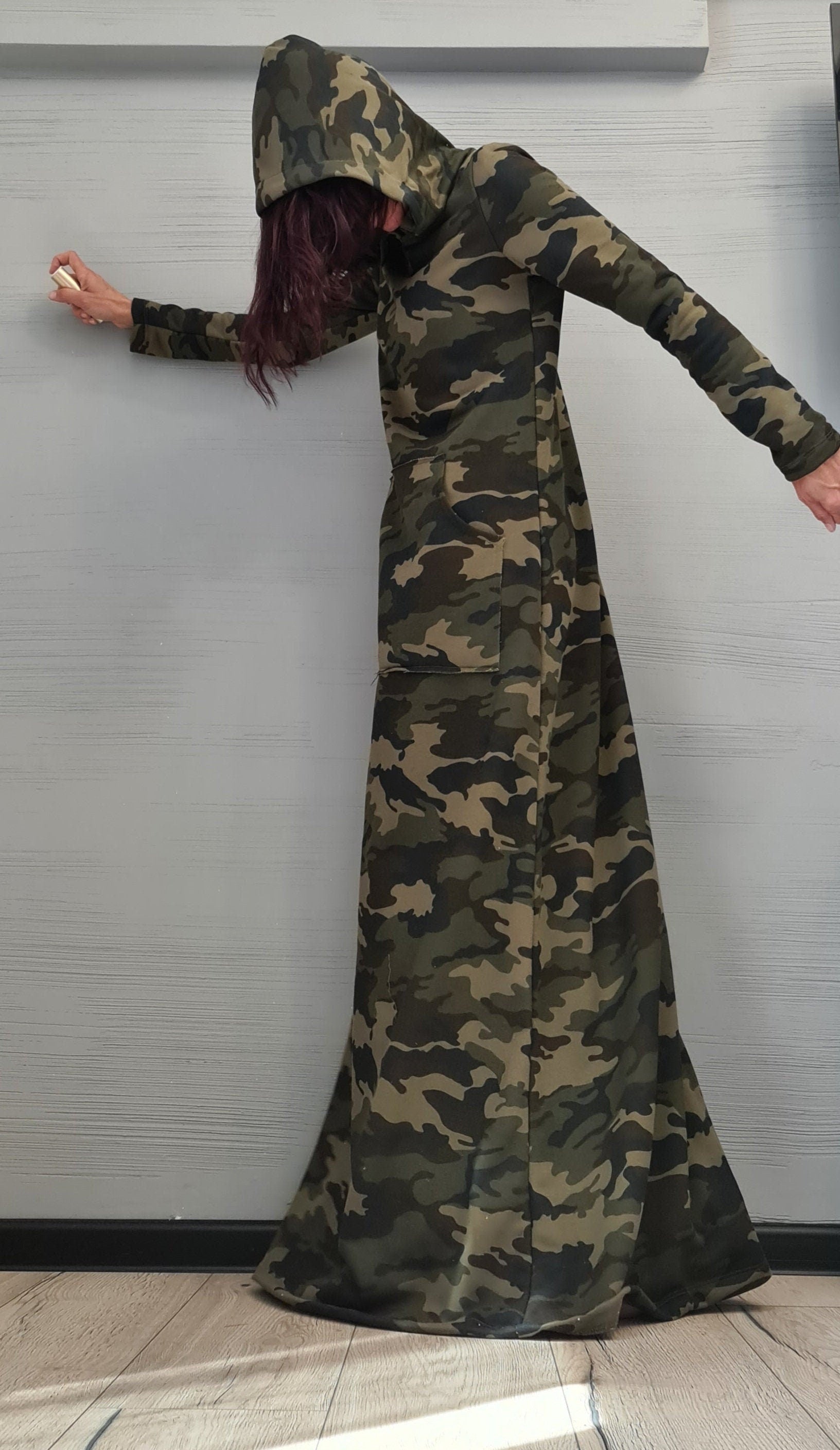 Long Hooded Dress, Black Dress, Plus Size Clothing, Cotton Dress, Extravagant Dress, Long Sleeve Dress, New collection