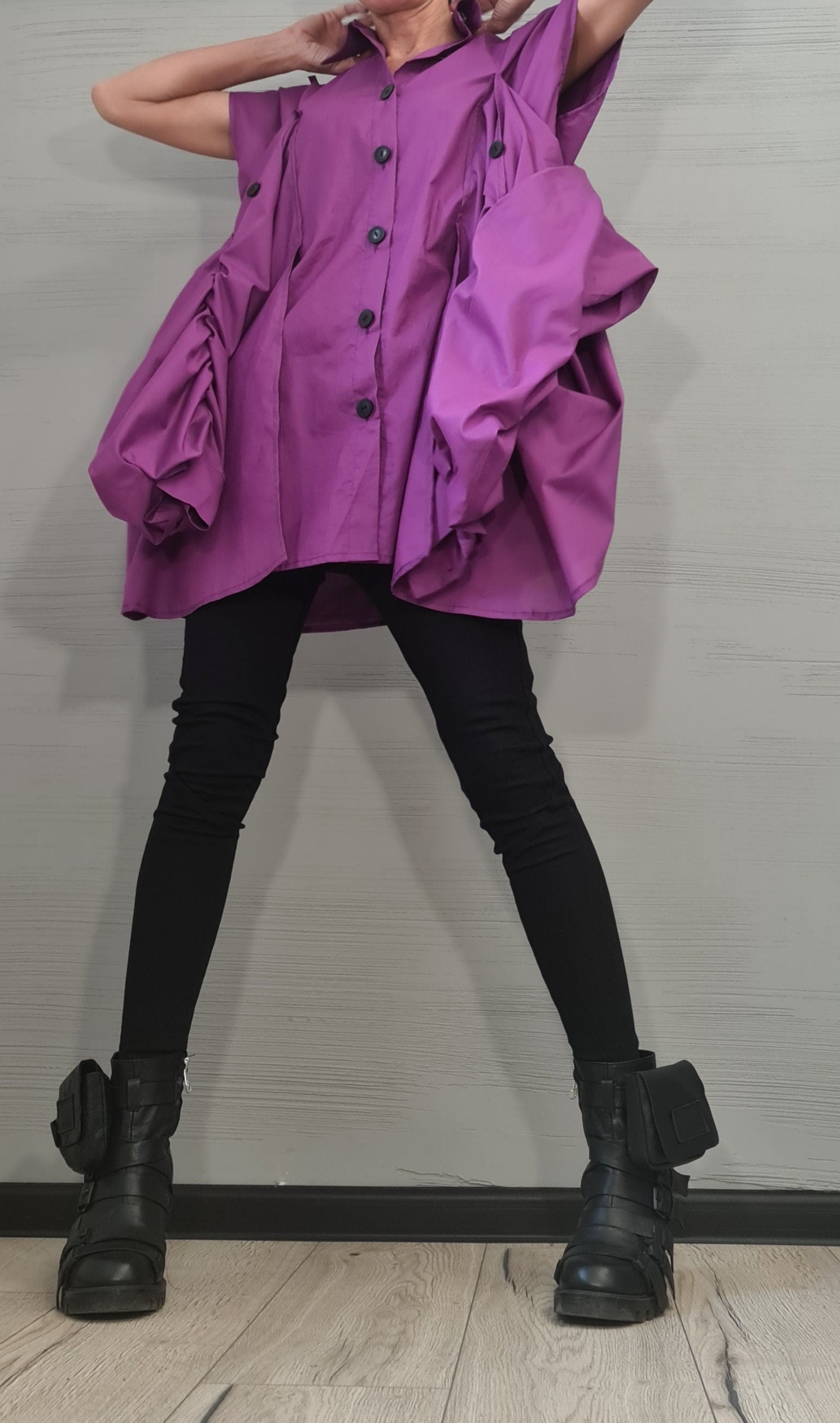 Asymmetric Shirt, Avant Garde Tunic, Loose Tunic Shirt ,Extravagant Shirt, Oversize Tunic, Long Short Sleeve, New collection