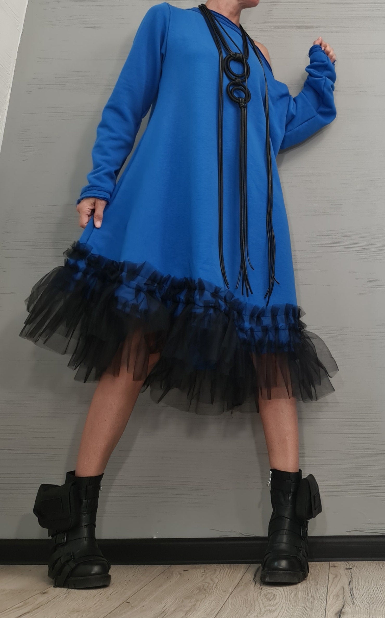 Extravagant Loose Tunic Dress, Tunic Dress Tutu, Oversize Tunic, Casual Long Sleeve Dress, New collection
