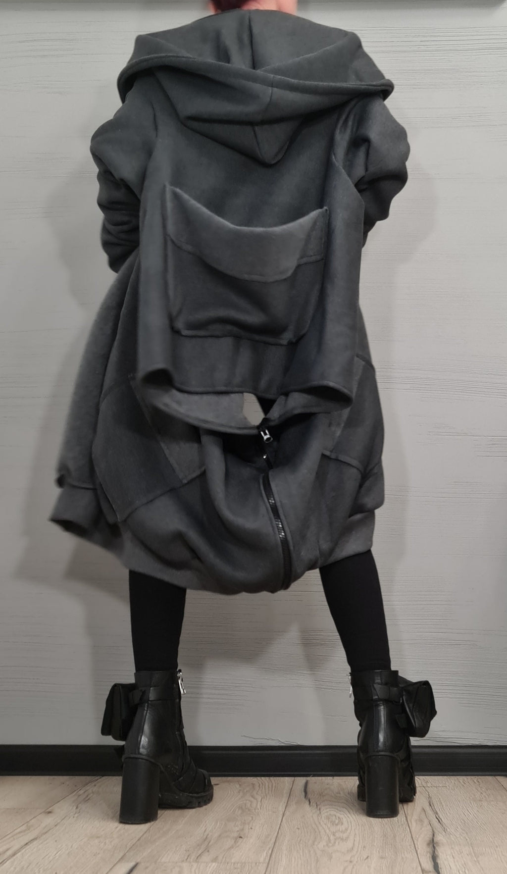 New collection Warm Hooded Cotton Sweatshirt, Asymmetric Sweatshirt, Short Long Extravagant Vest, Women Sexy Sweatshirt