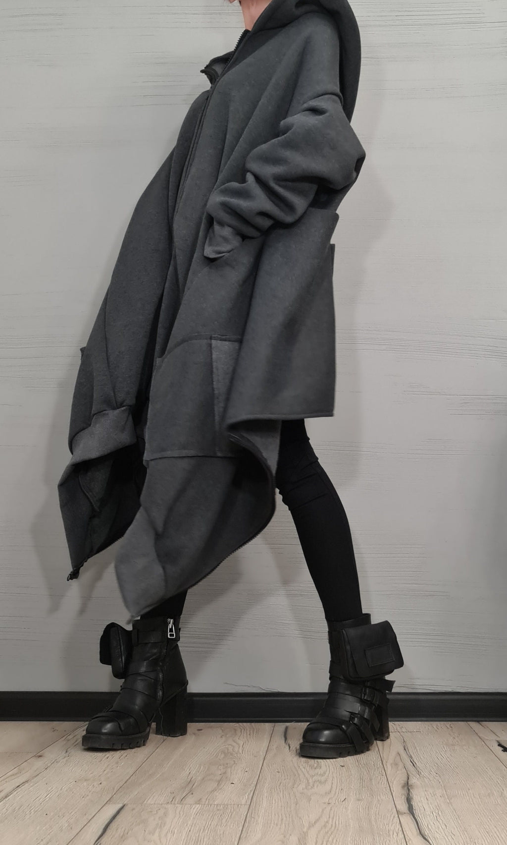 New collection Warm Hooded Cotton Sweatshirt, Asymmetric Sweatshirt, Short Long Extravagant Vest, Women Sexy Sweatshirt