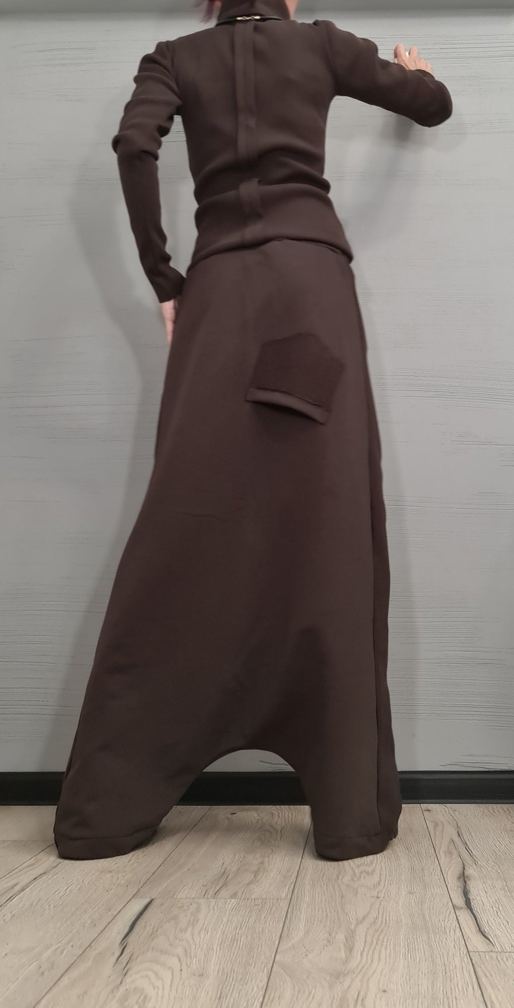 New collection Brown Outwear Women Set, Harem Pants, Extravagant Cotton Set, Extravagant Blouse, Harem pant, Asymmetrical Set