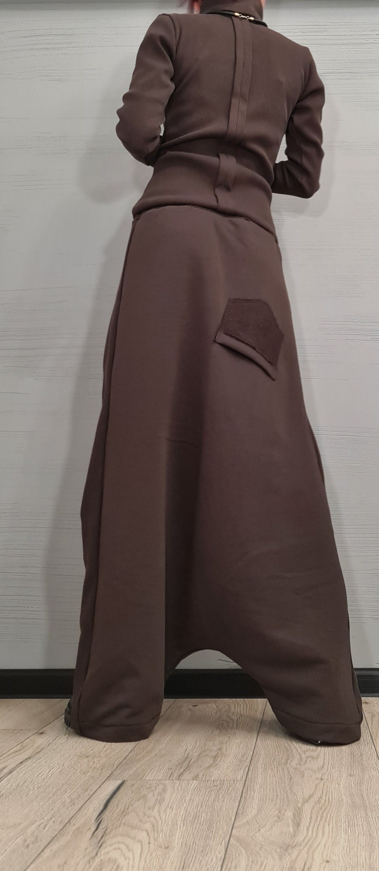 New collection Brown Outwear Women Set, Harem Pants, Extravagant Cotton Set, Extravagant Blouse, Harem pant, Asymmetrical Set