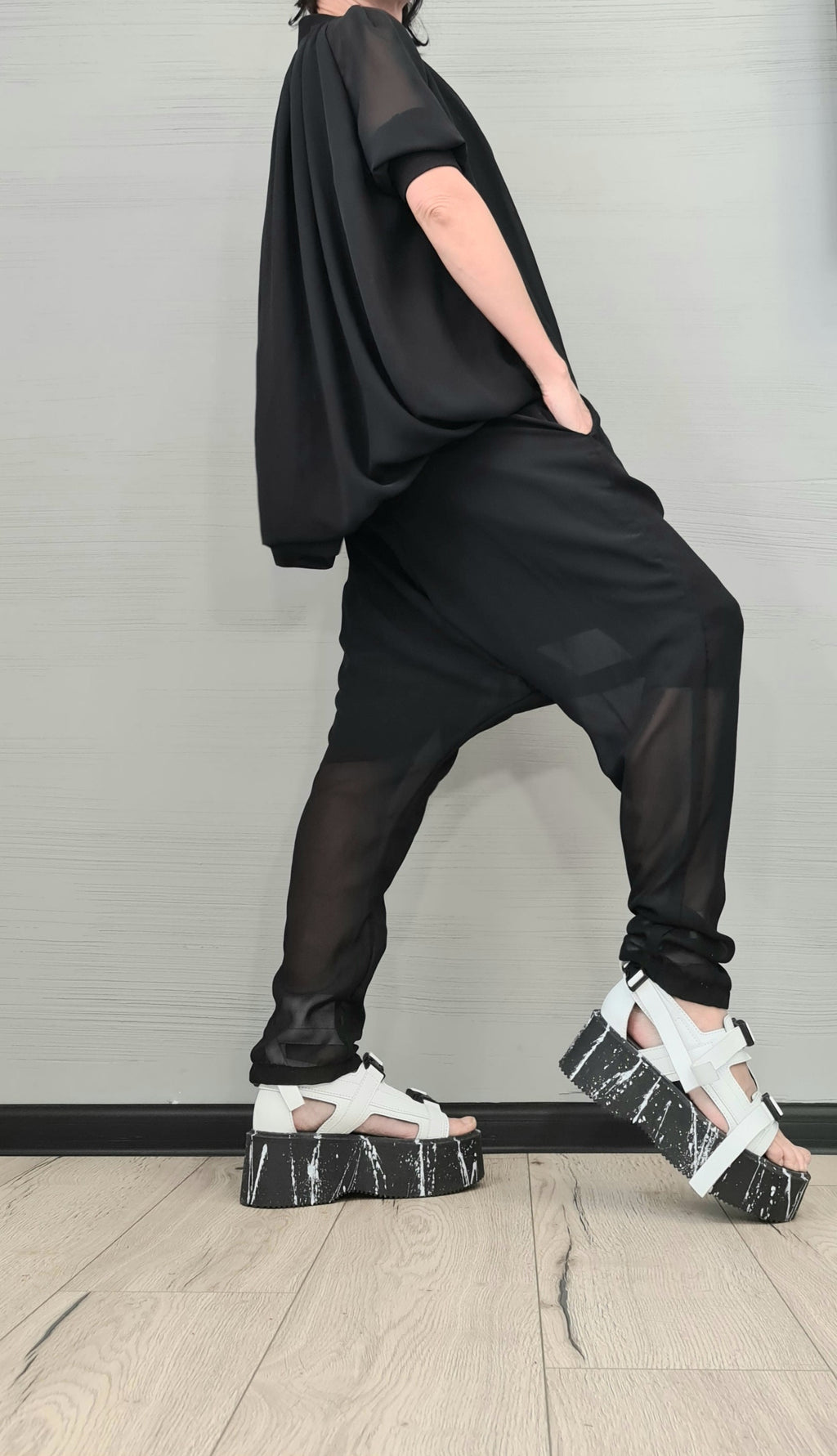 New collection Outwear Women Set, Harem Pants, Loose Set, Extravagant Chiffon Set, Extravagant Sweatshirt and Pants, Asymmetrical Set