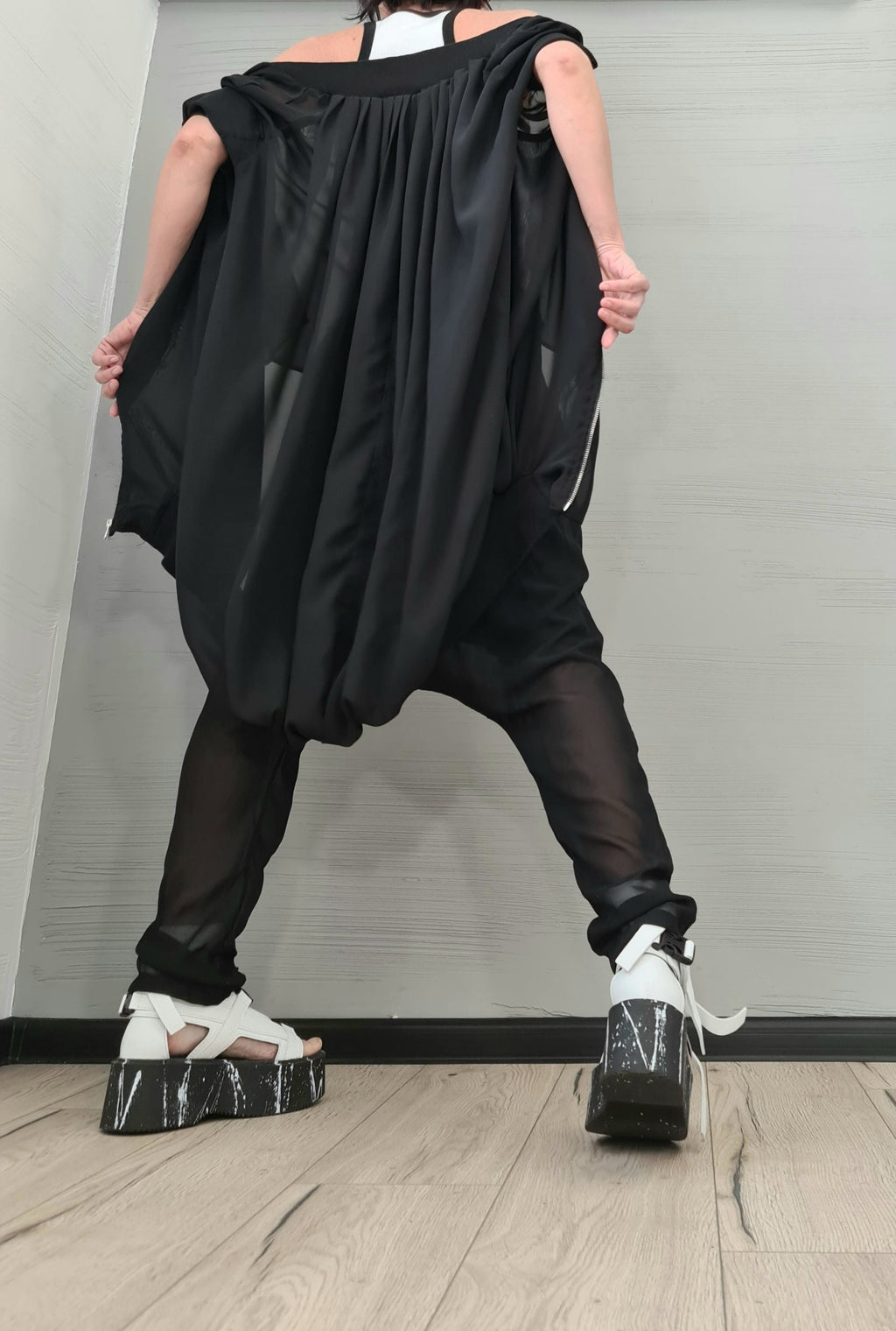 New collection Outwear Women Set, Harem Pants, Loose Set, Extravagant Chiffon Set, Extravagant Sweatshirt and Pants, Asymmetrical Set