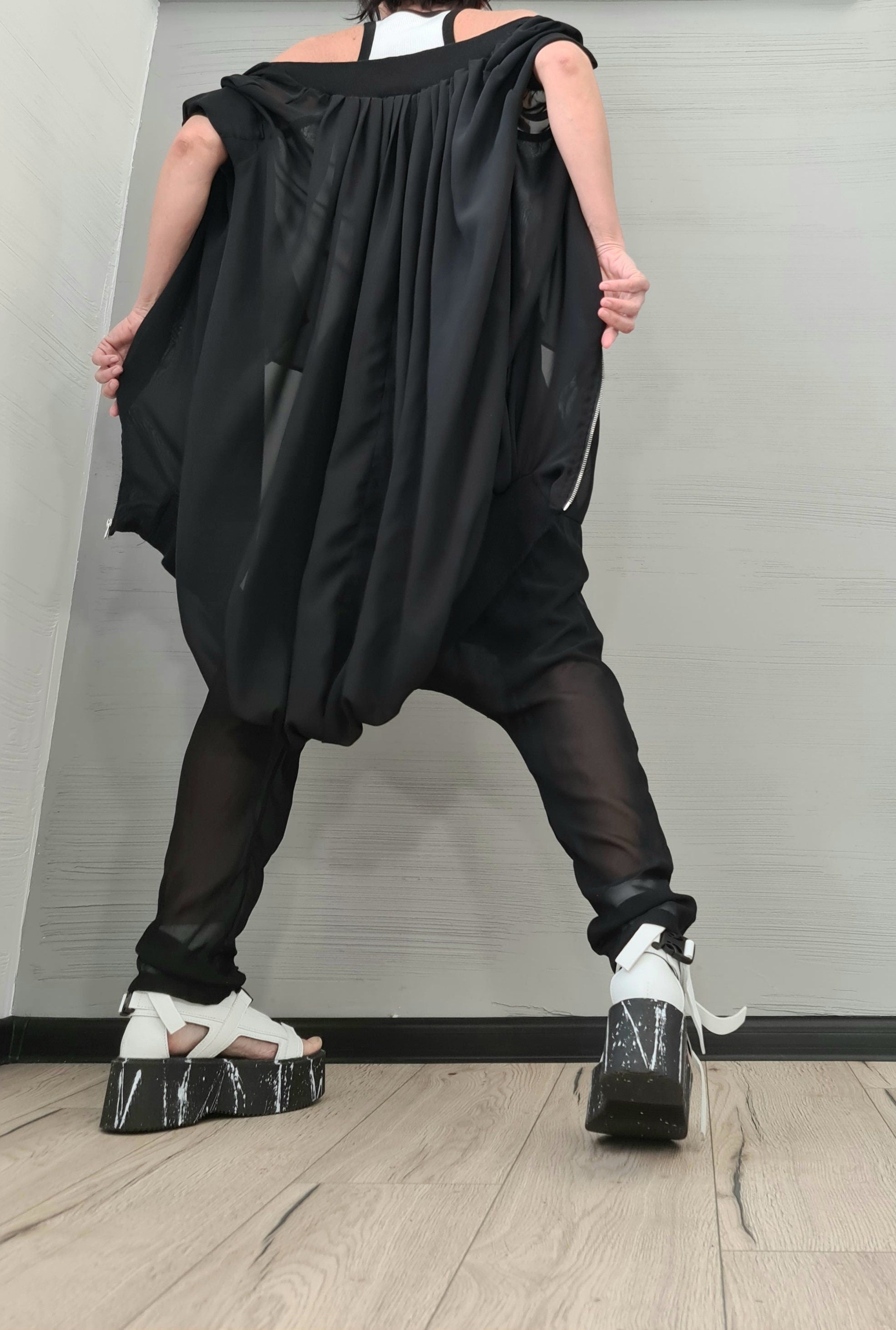 New collection Outwear Women Set, Harem Pants, Loose Set, Extravagant Chiffon Set, Extravagant Sweatshirt and Pants, Asymmetrical Set