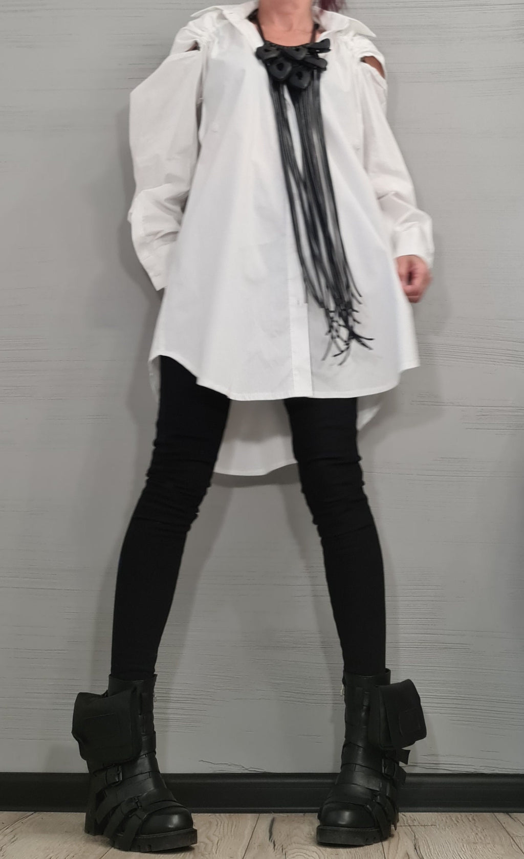 Deconstructed White Shirt, Sexy Open Back, Long Shirt, Avant Garde Loose Shirt, Extravagant Shirt, Tunic Shirt, Long Short Sleeve