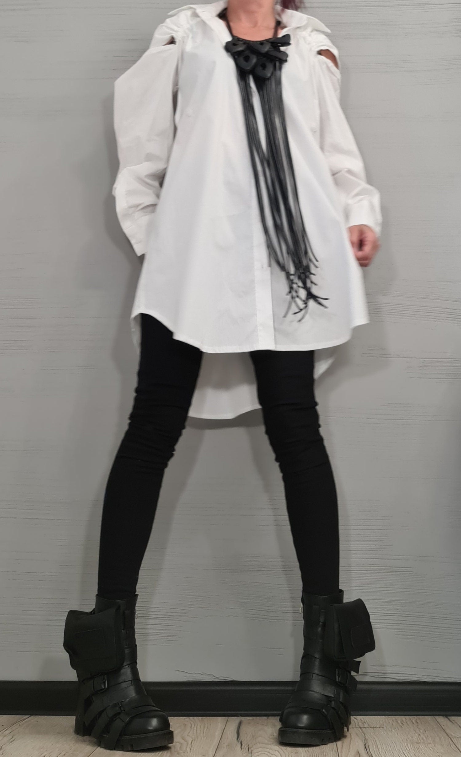 Deconstructed White Shirt, Sexy Open Back, Long Shirt, Avant Garde Loose Shirt, Extravagant Shirt, Tunic Shirt, Long Short Sleeve