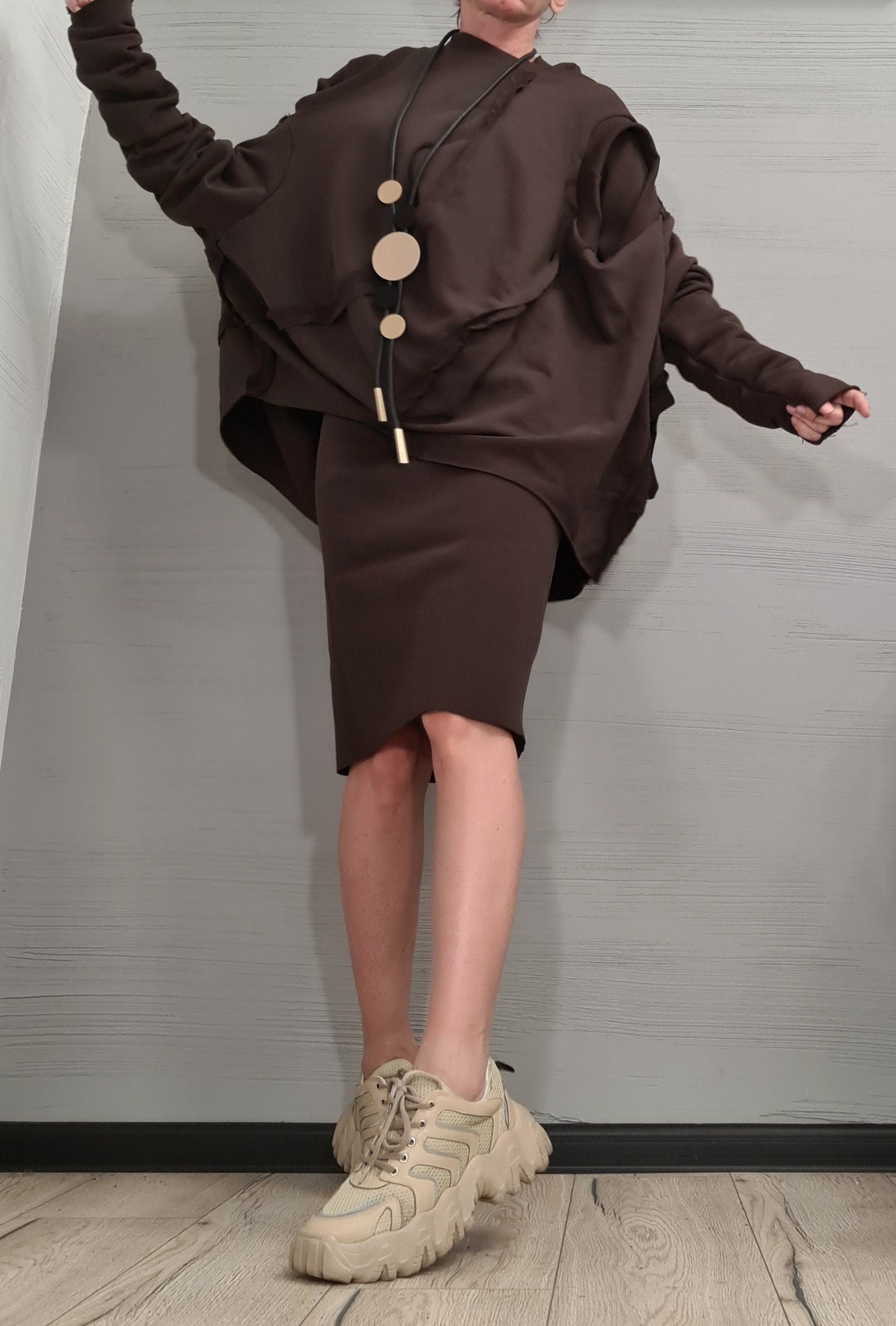 New collection Brown Designer Set, Women Cotton Dress Set, Two Piece Set, Short Long Dress Tunic Set, Sexy Dress, Extravagant Set