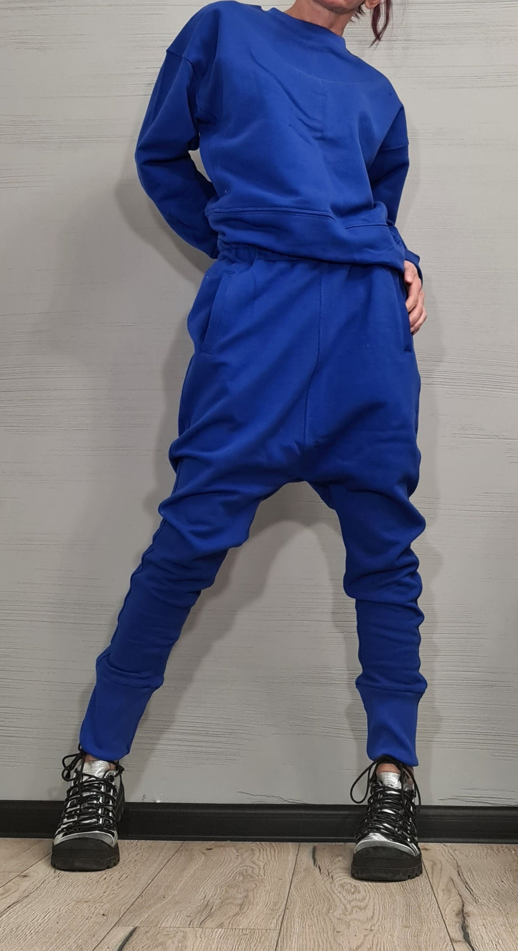 Extravagant Blue Women Set, Casual Cotton Women Set, Sport Set, Loose Women Harem Pants, Loose Blouse, New collection