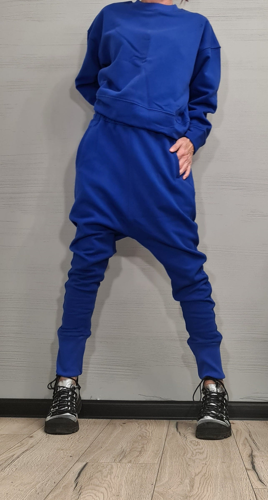 Extravagant Blue Women Set, Casual Cotton Women Set, Sport Set, Loose Women Harem Pants, Loose Blouse, New collection