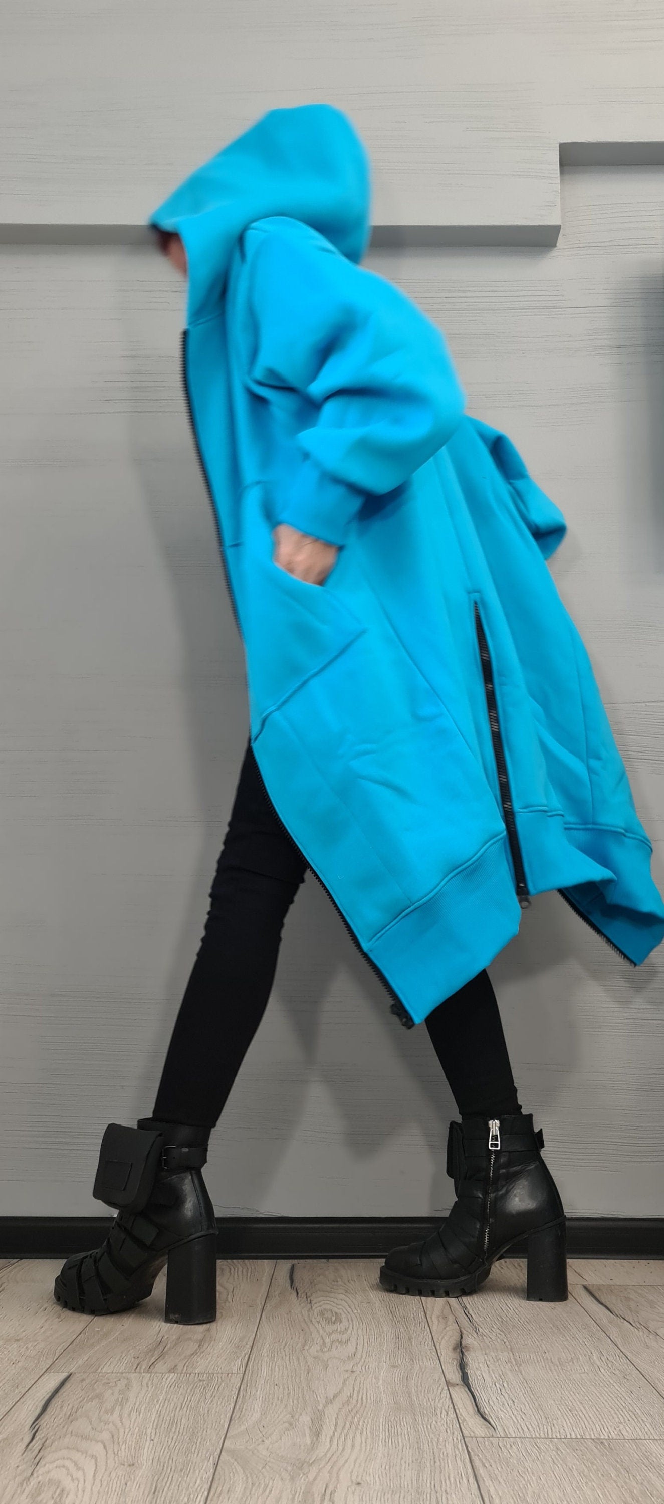 New collection Warm Hooded Cotton Sweatshirt,  Extravagant  Sweatshirt, Plus Size Clothing, Oversize Vest, Women Loose Sweatshirt