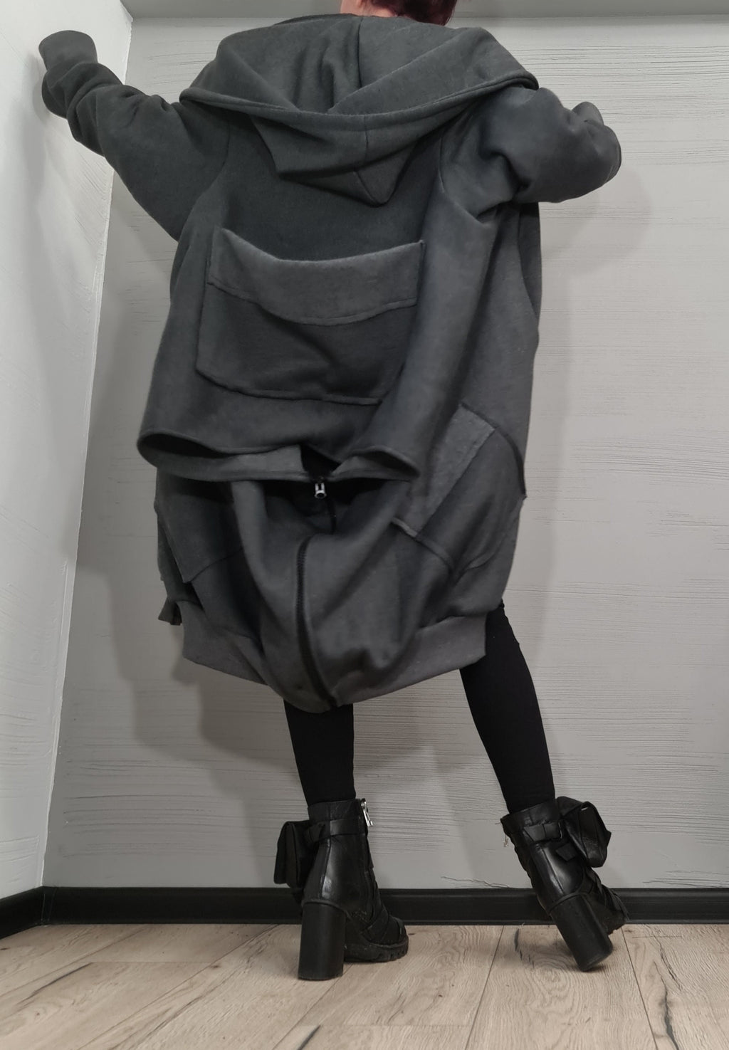 New collection Warm Hooded Cotton Sweatshirt, Asymmetric Sweatshirt, Short Long Extravagant Vest, Women Sexy Sweatshirt