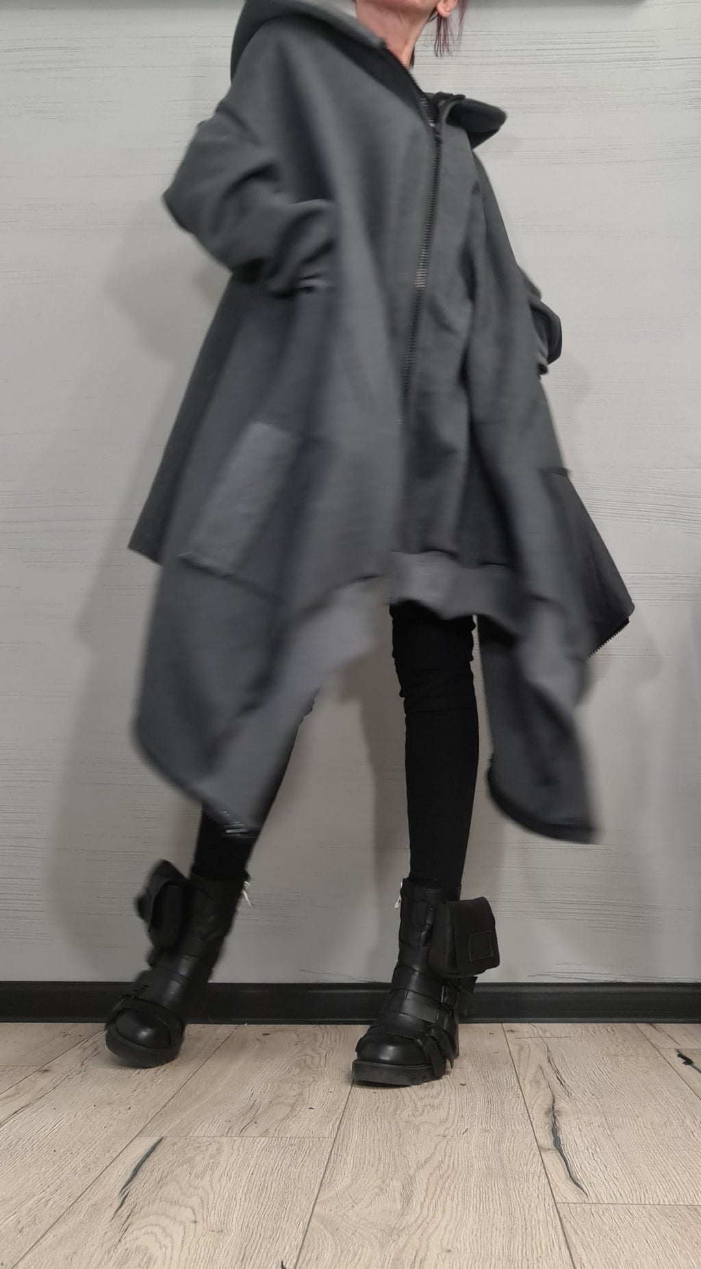 New collection Warm Hooded Cotton Sweatshirt, Asymmetric Sweatshirt, Short Long Extravagant Vest, Women Sexy Sweatshirt