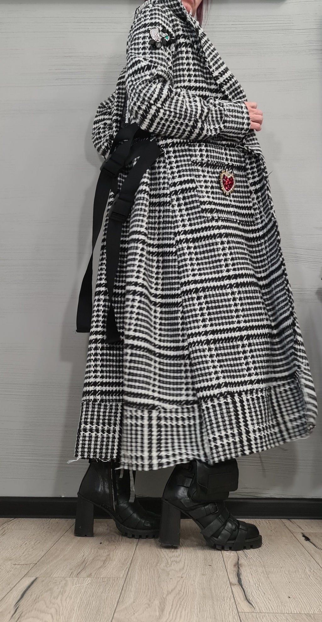 New collection Extravagant Long Coat, Avant Garde Coat, Wool Coat, Gothic Coat, Wool Plaid Coat, Winter Coat, Loose Coat