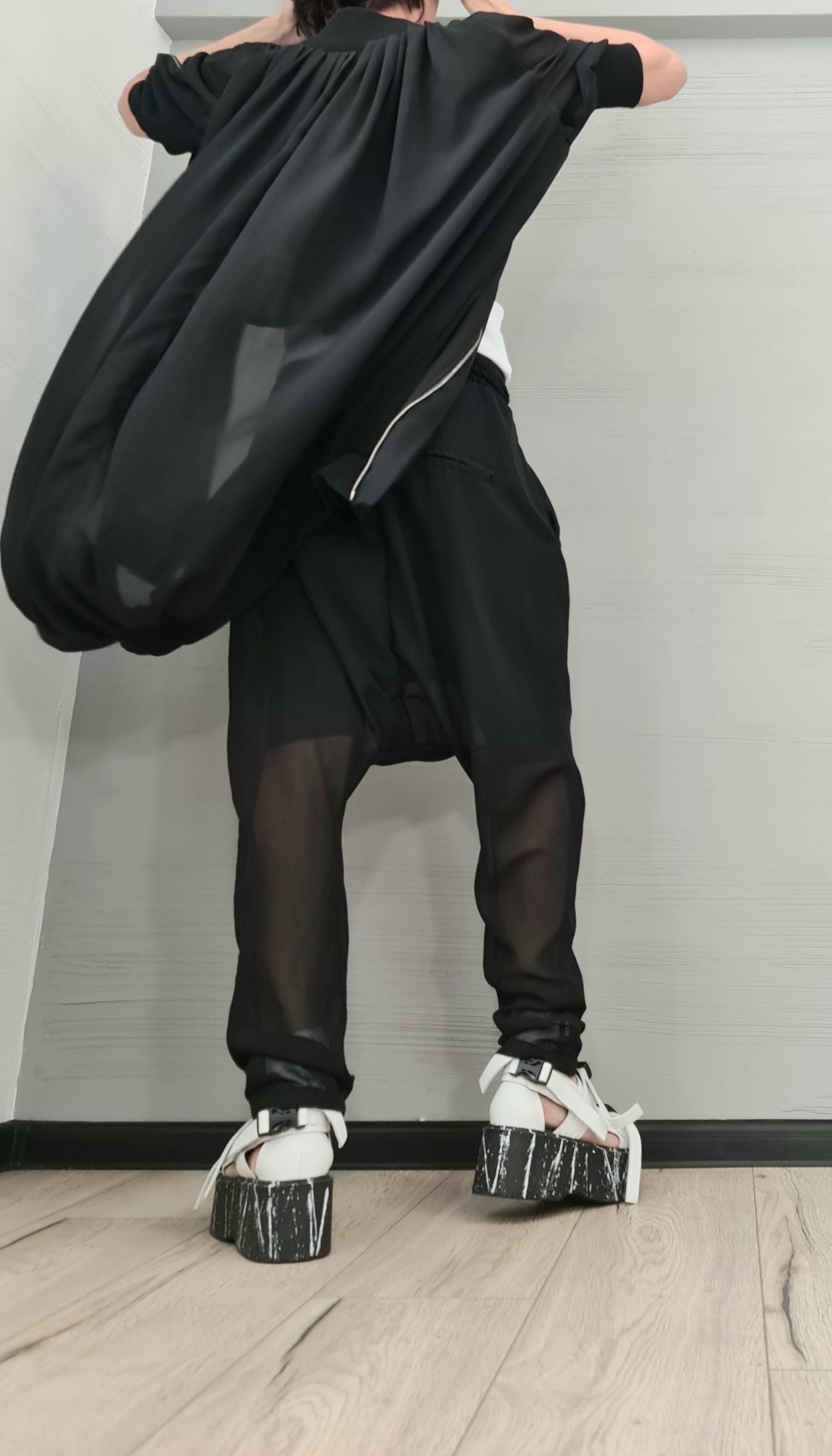 New collection Outwear Women Set, Harem Pants, Loose Set, Extravagant Chiffon Set, Extravagant Sweatshirt and Pants, Asymmetrical Set