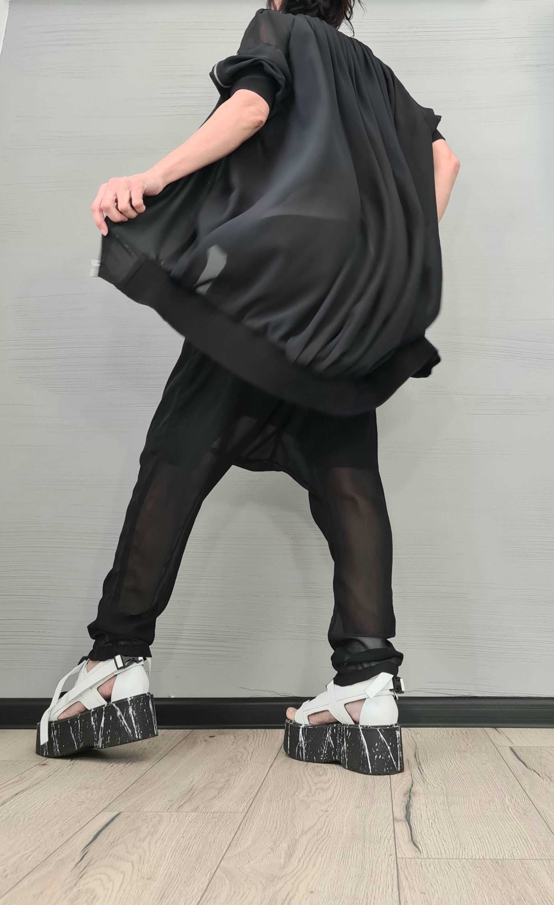 New collection Outwear Women Set, Harem Pants, Loose Set, Extravagant Chiffon Set, Extravagant Sweatshirt and Pants, Asymmetrical Set