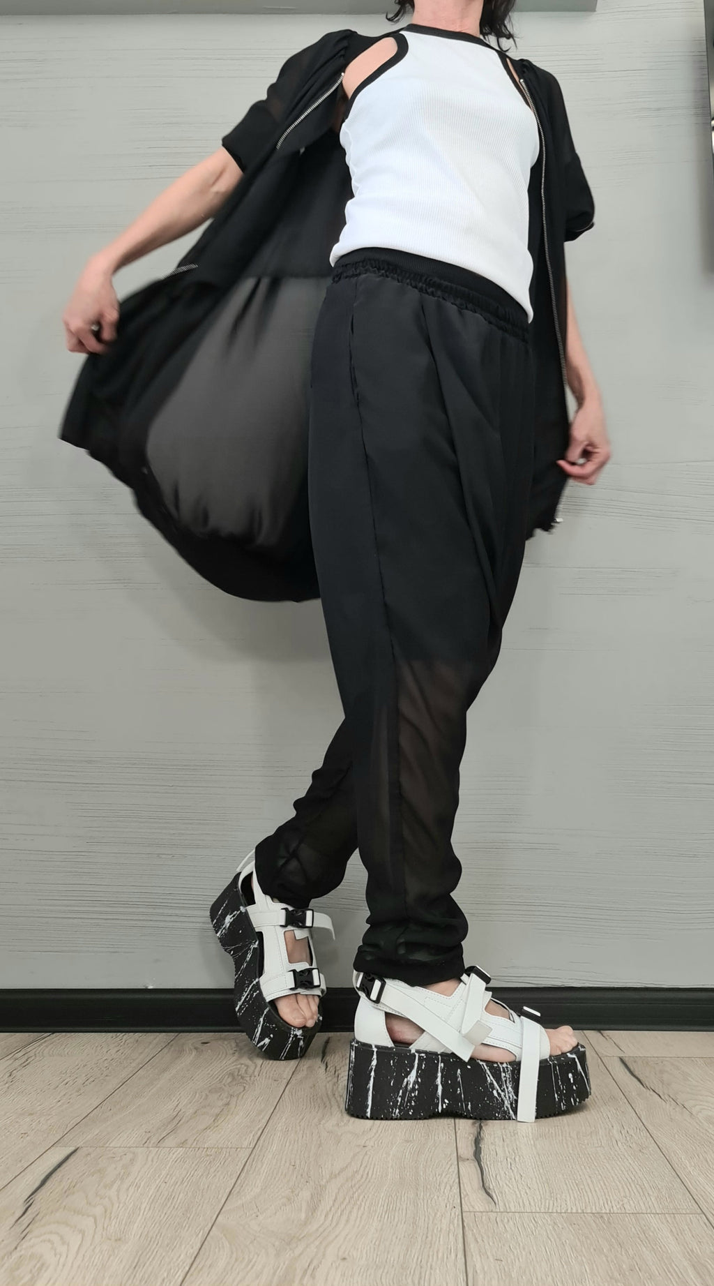 New collection Outwear Women Set, Harem Pants, Loose Set, Extravagant Chiffon Set, Extravagant Sweatshirt and Pants, Asymmetrical Set