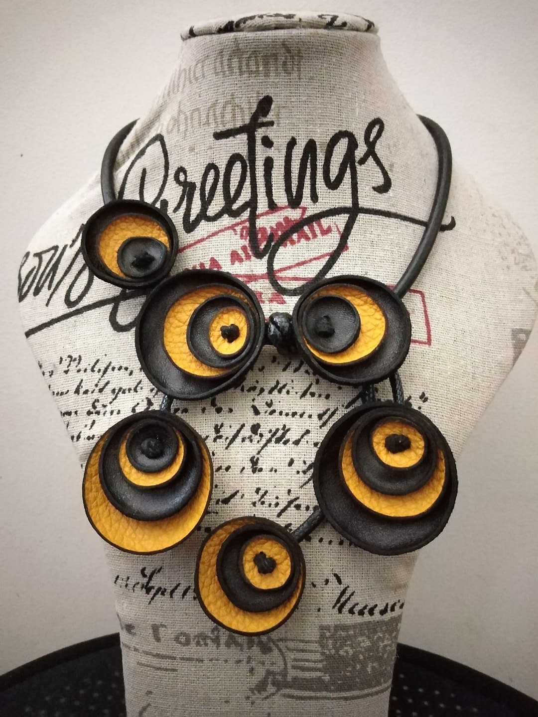 Red Flower Leather Necklace, Extravagant Leather Jewelry, HandMadeChristmas gift for her