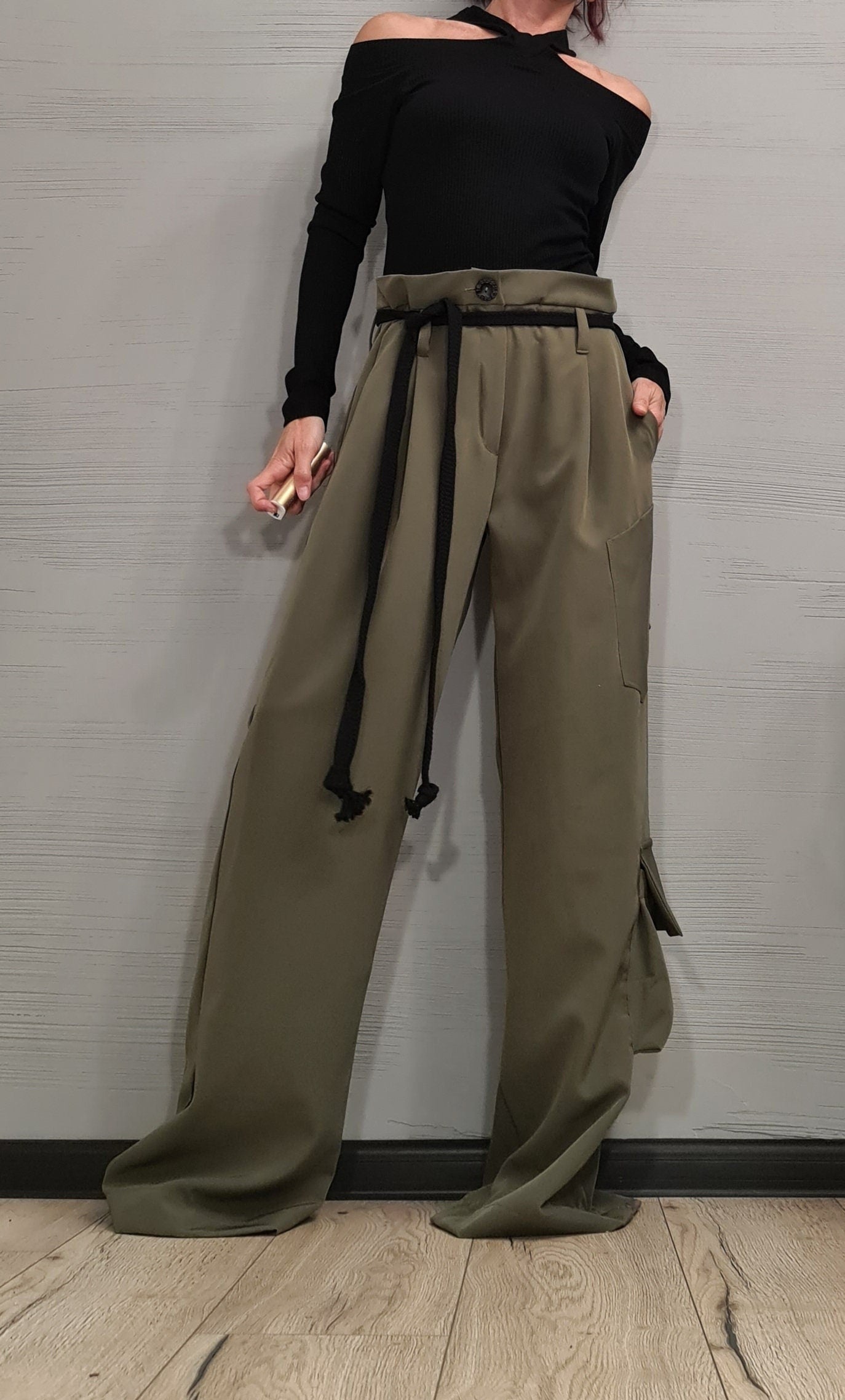 New collection Avant Garde Loose Pants, Harem Pants Women, Extravagant  Pants, Casual Pants, Sexy Pants, Loose Pants, Military green