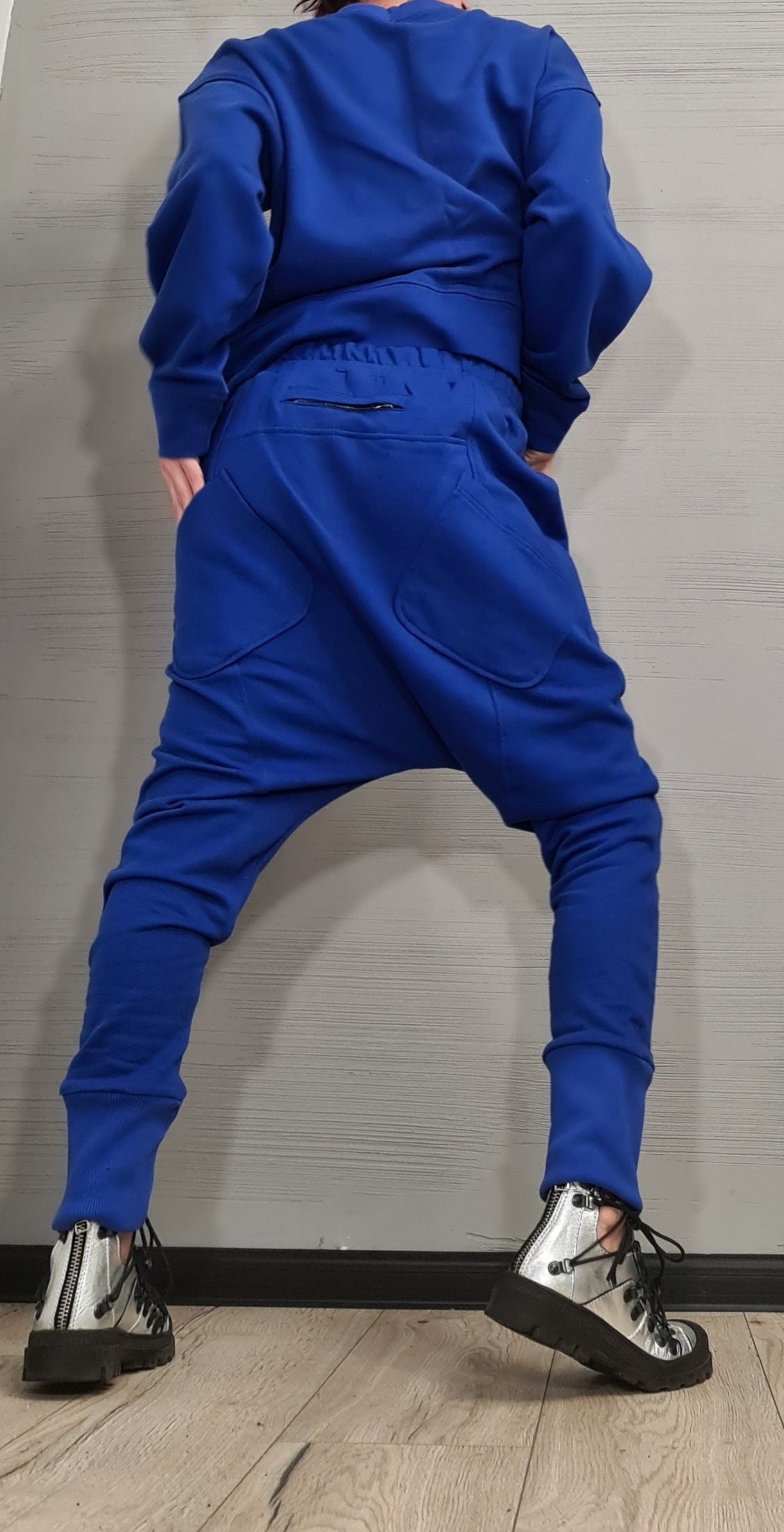 Extravagant Blue Women Set, Casual Cotton Women Set, Sport Set, Loose Women Harem Pants, Loose Blouse, New collection