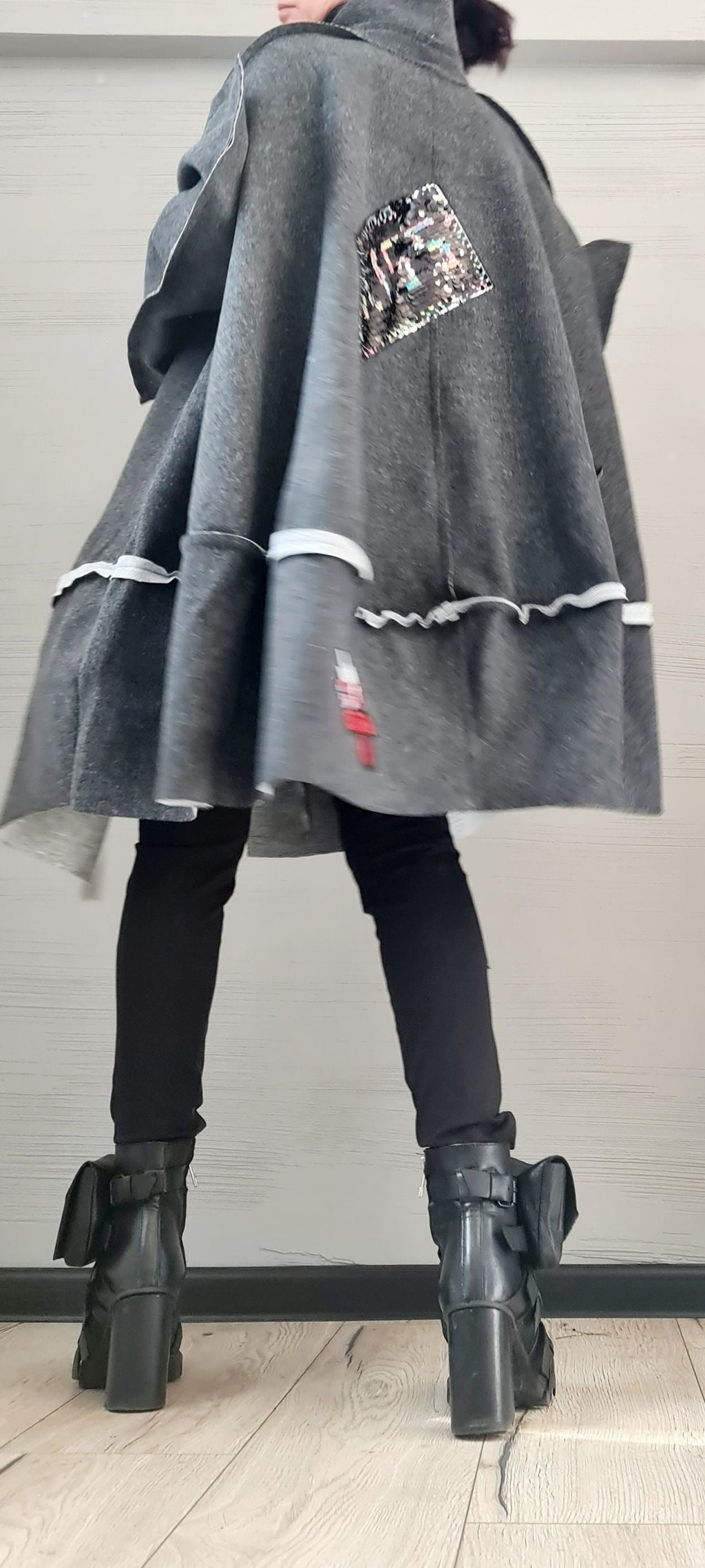New collection Extravagant Deconstructed Coat, Grey Wool Coat Vest, Warm Coat Vest, Plus Size Clothing, Oversize Coat