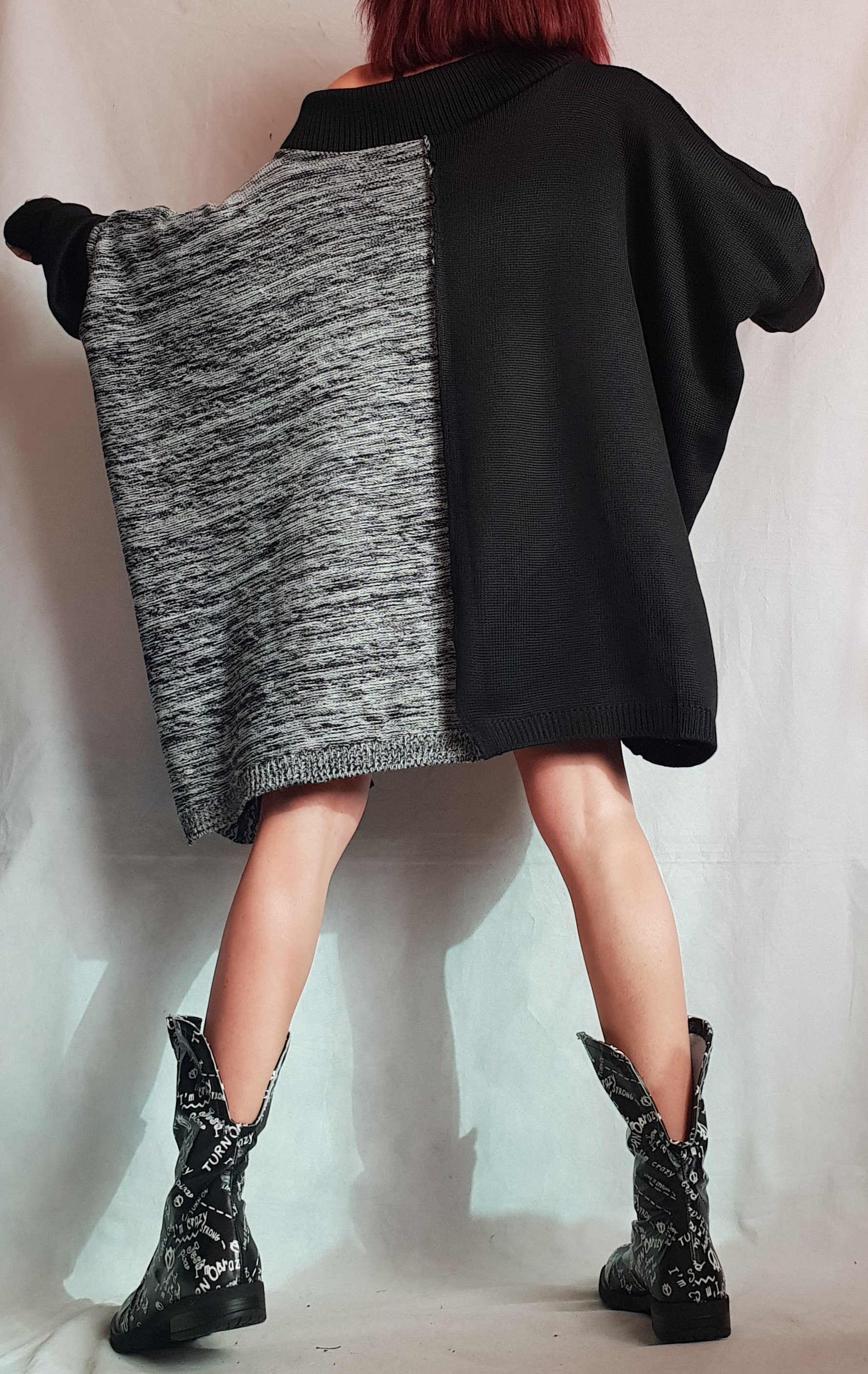 Asymmetrical tunic, Avant Garde Tunic, Knitted Tunic, Deconstructed Top, Gothic tunic, Loose Long Sleeve Top,New collection