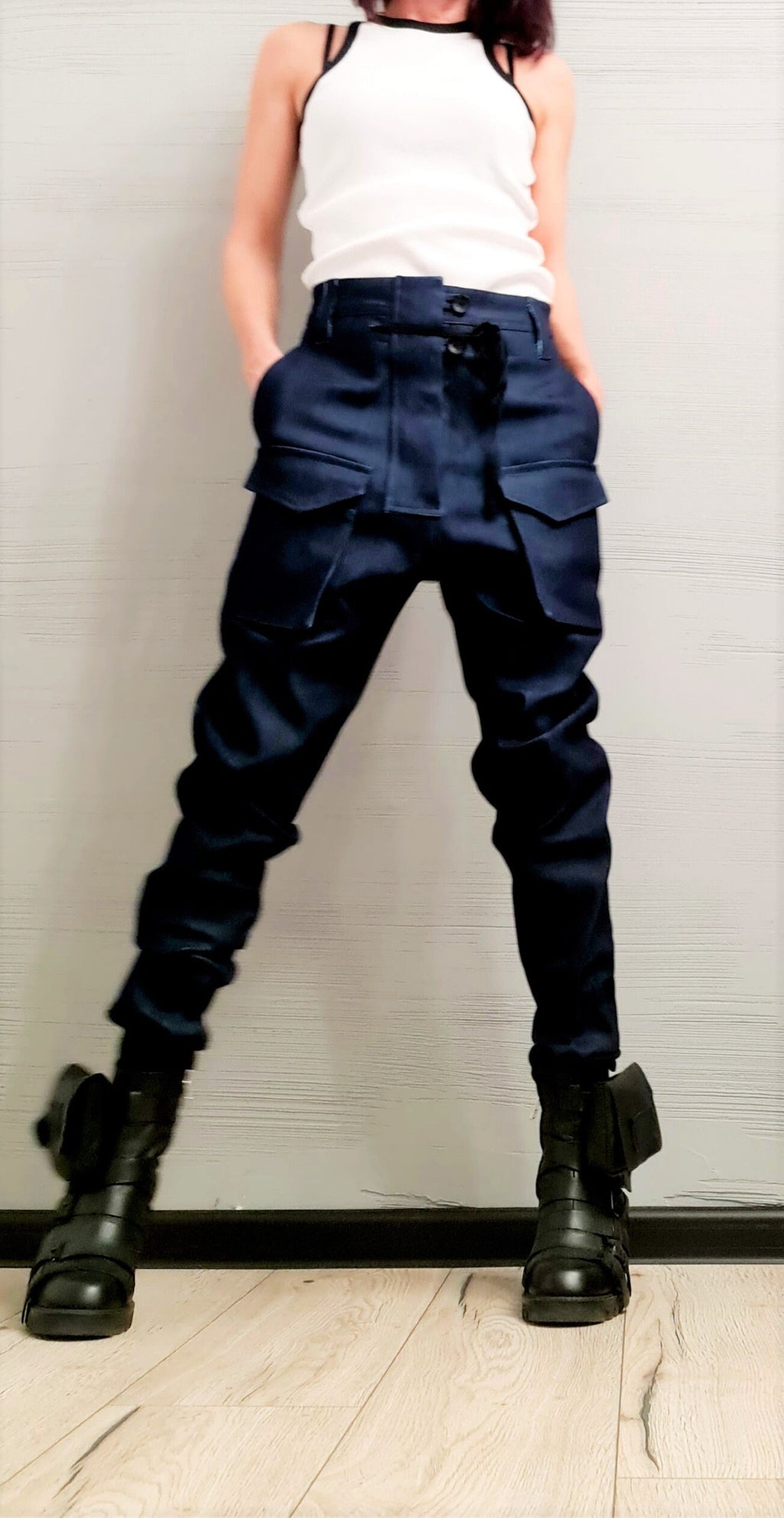 Extravagant Denim Pants, Harem Casual Pants, Urban Pants, Loose Pants, Punk Pants, Gothic Pants, Outer pockets, New collection