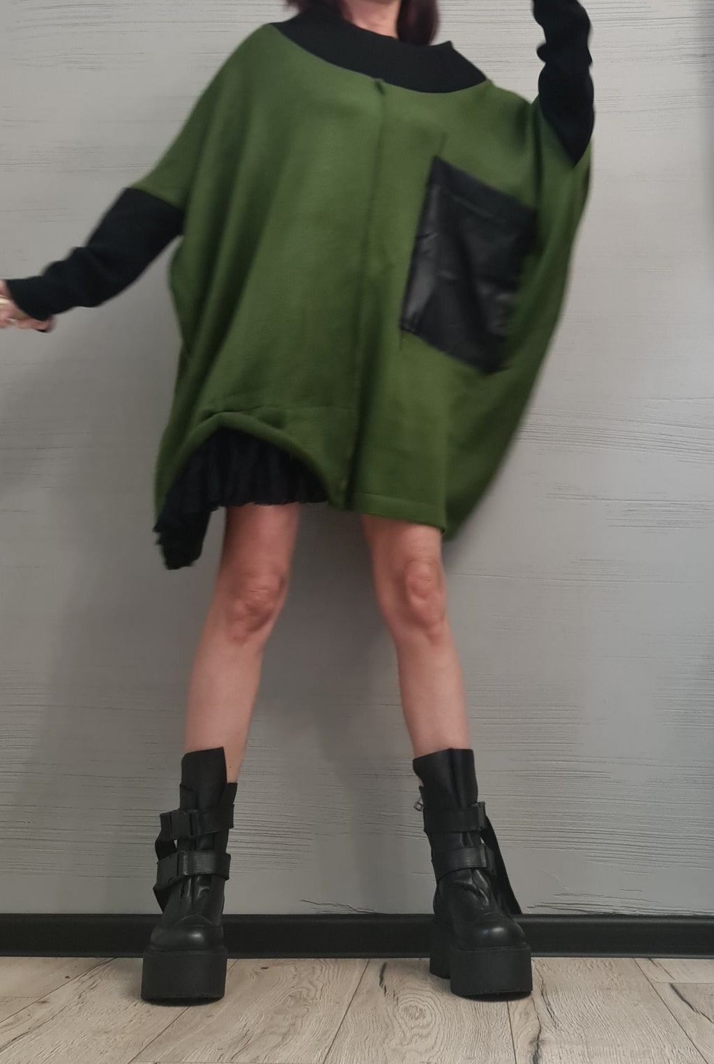 Asymmetrical Blue Tunic, Avant Garde Tunic, Knitted Tunic, Deconstructed Top, Gothic tunic, Loose Long Sleeve Top,New collection