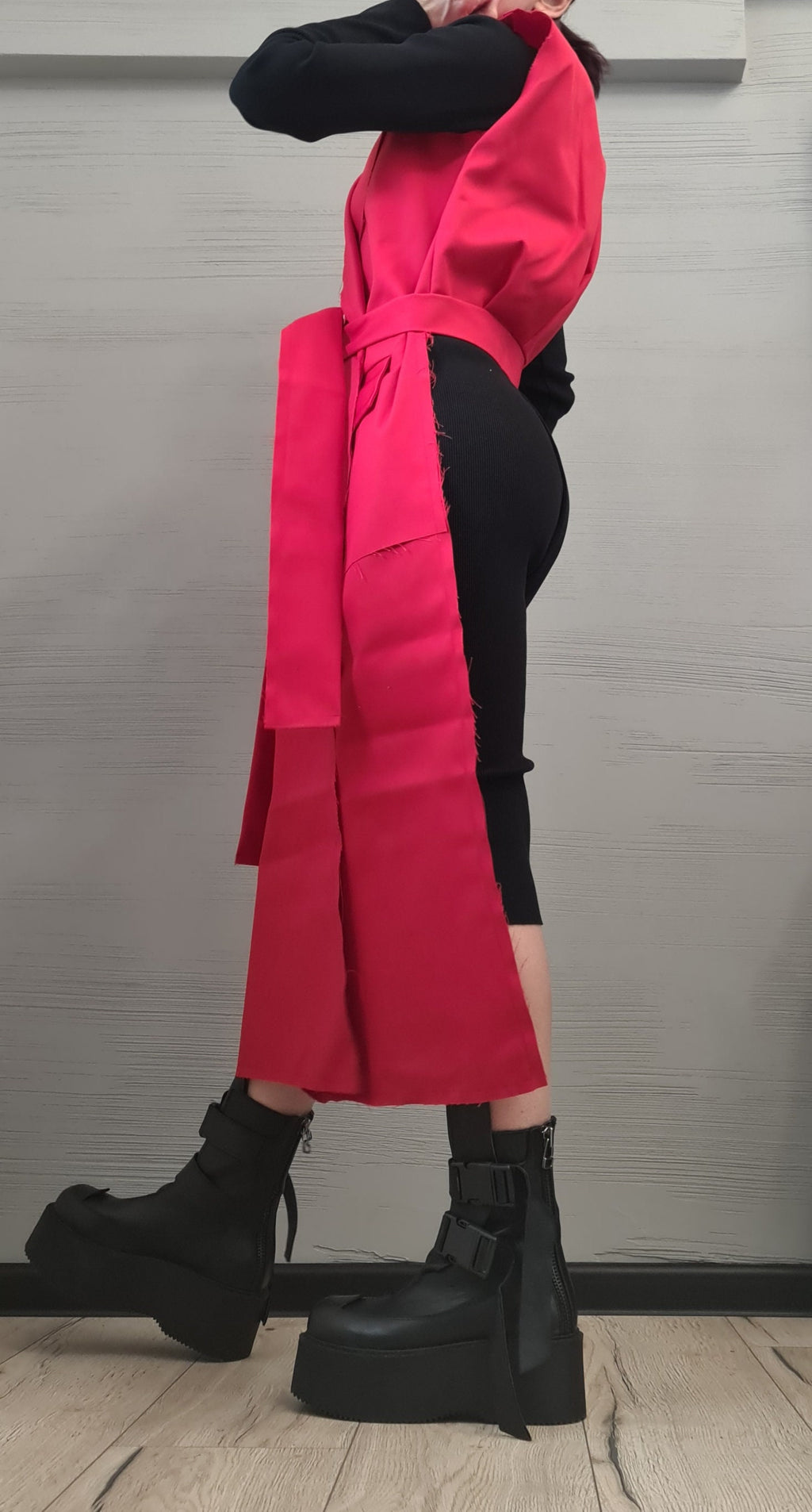 Gothic Vest, Asymmetric Vest, Red Sleeveless Vest, Long Short Vest, Steampunk Vest, Extravagant Vest, Maxi Vest, Designer Vest