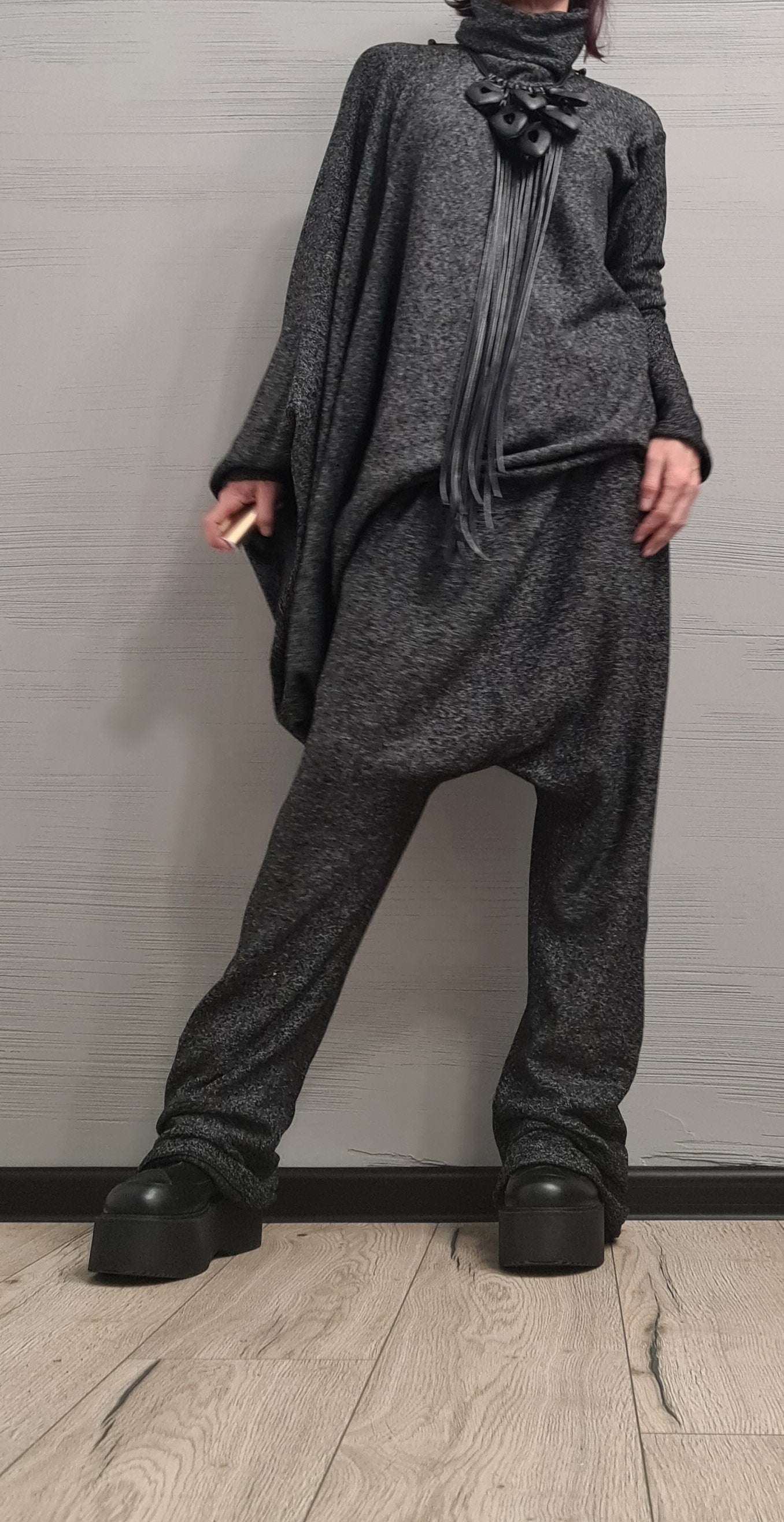 New collection Extravagant Cotton Set, Harem pant, Asymmetrical Set, Outwear Women Set, Harem Pants, Blouse Asymmetric Sleeves