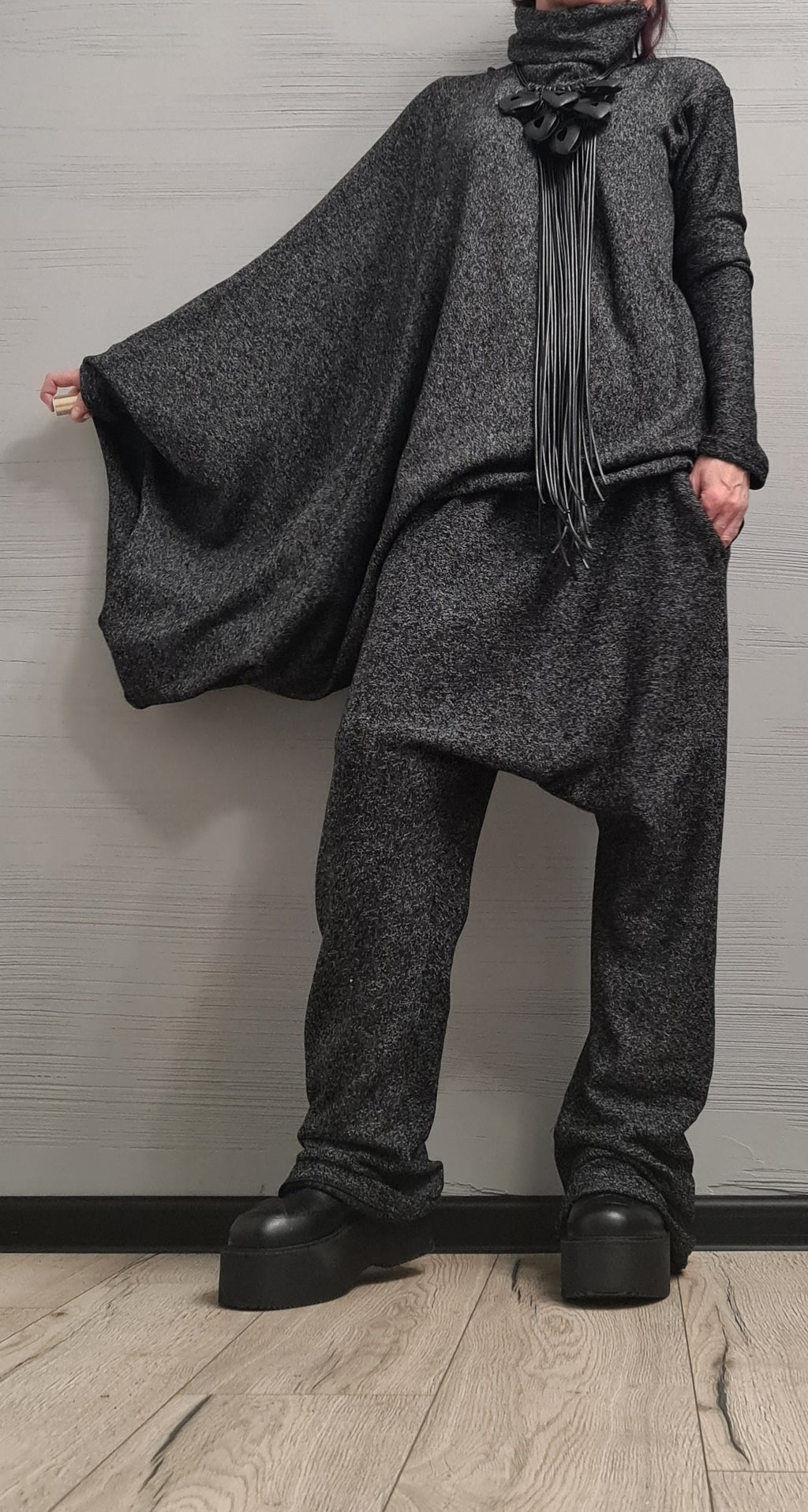 New collection Extravagant Cotton Set, Harem pant, Asymmetrical Set, Outwear Women Set, Harem Pants, Blouse Asymmetric Sleeves